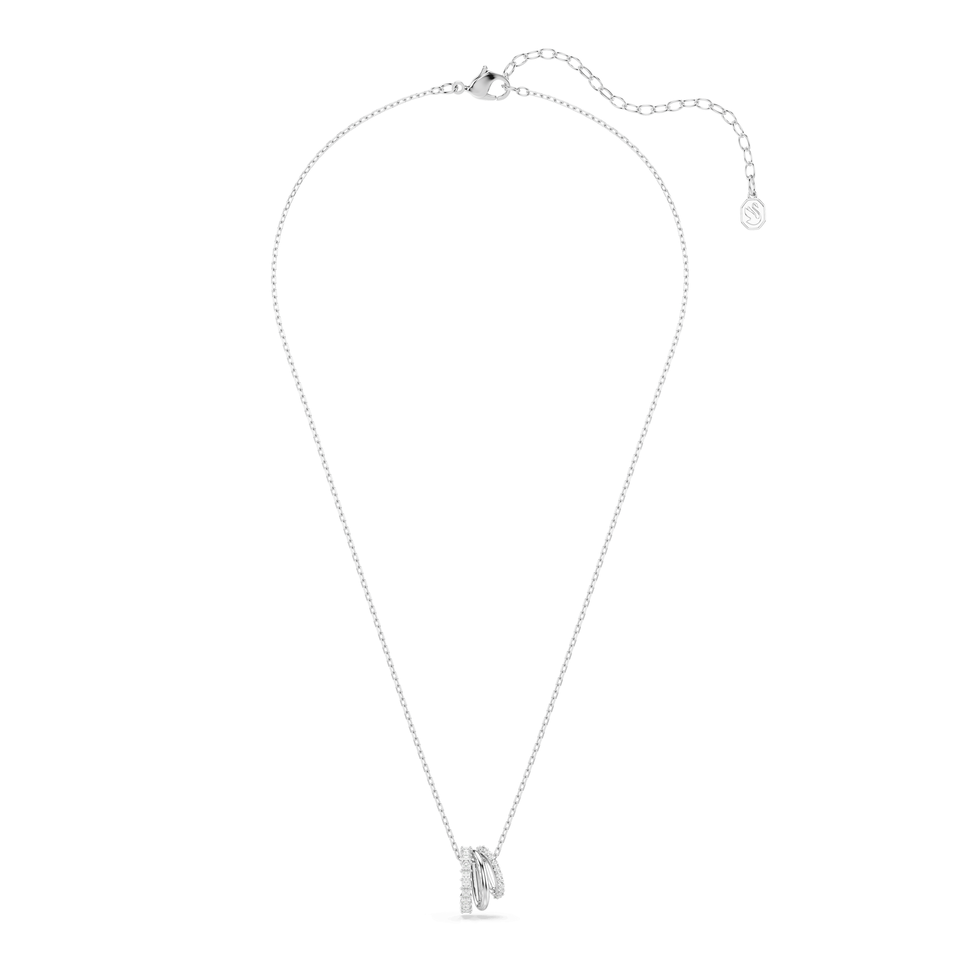 Hyperbola pendant, Round cut, White, Rhodium plated