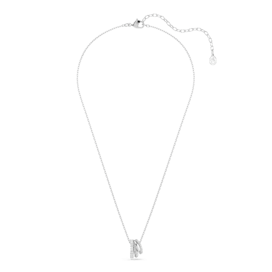 Hyperbola pendant, Round cut, White, Rhodium plated