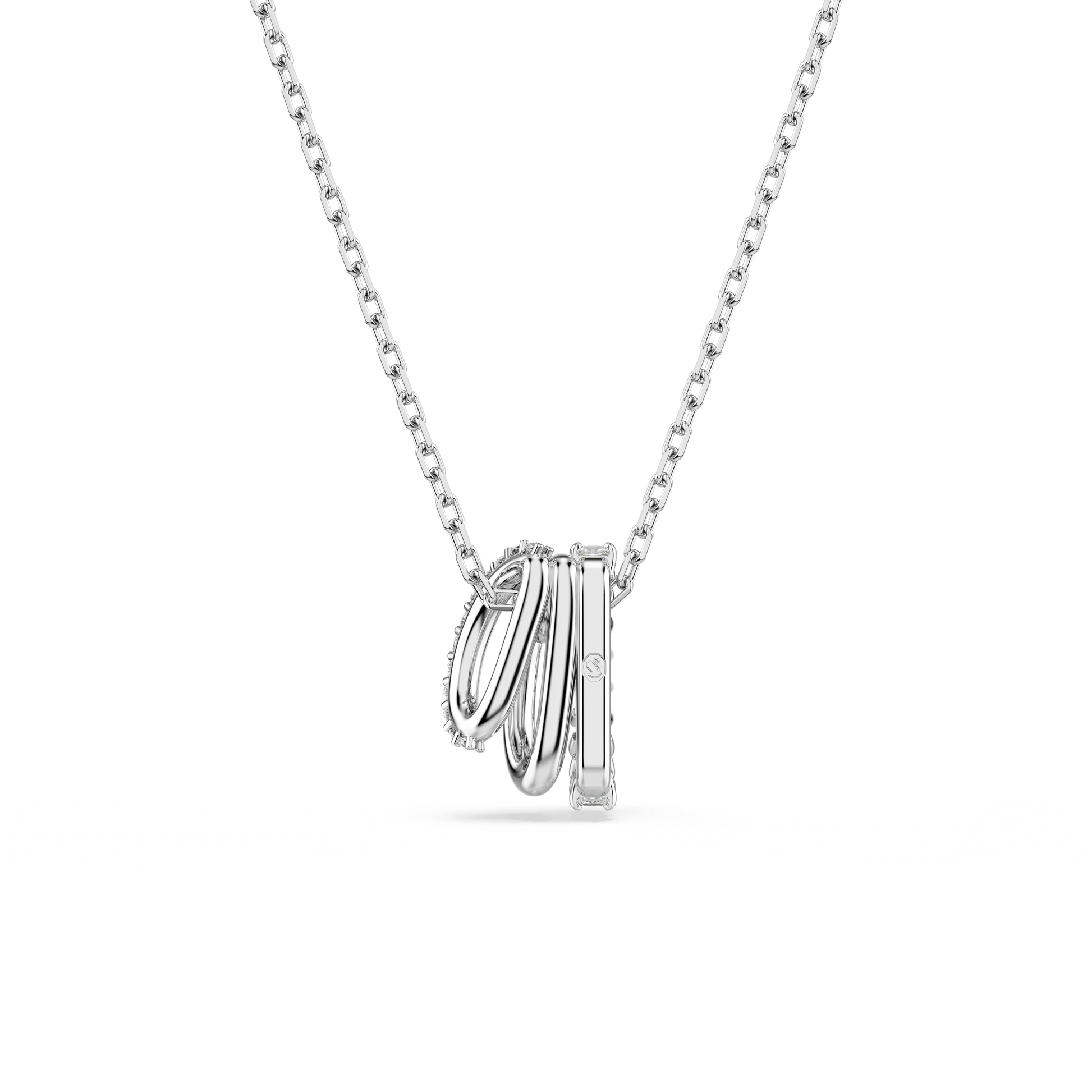 Hyperbola pendant, Round cut, White, Rhodium plated