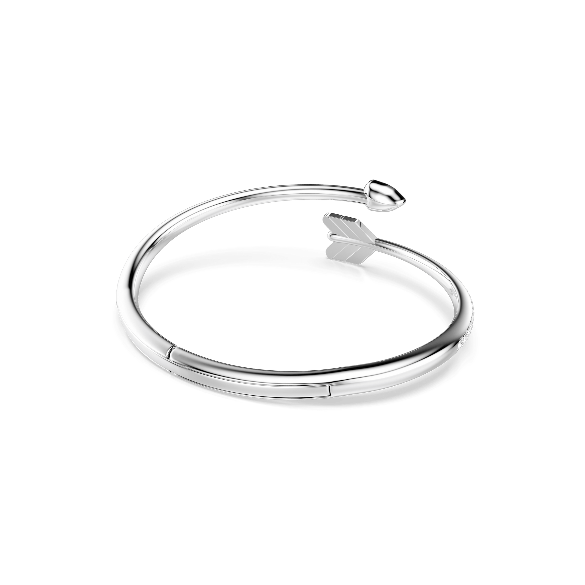 Idyllia bangle, Mixed cuts, Arrow, White, Rhodium plated