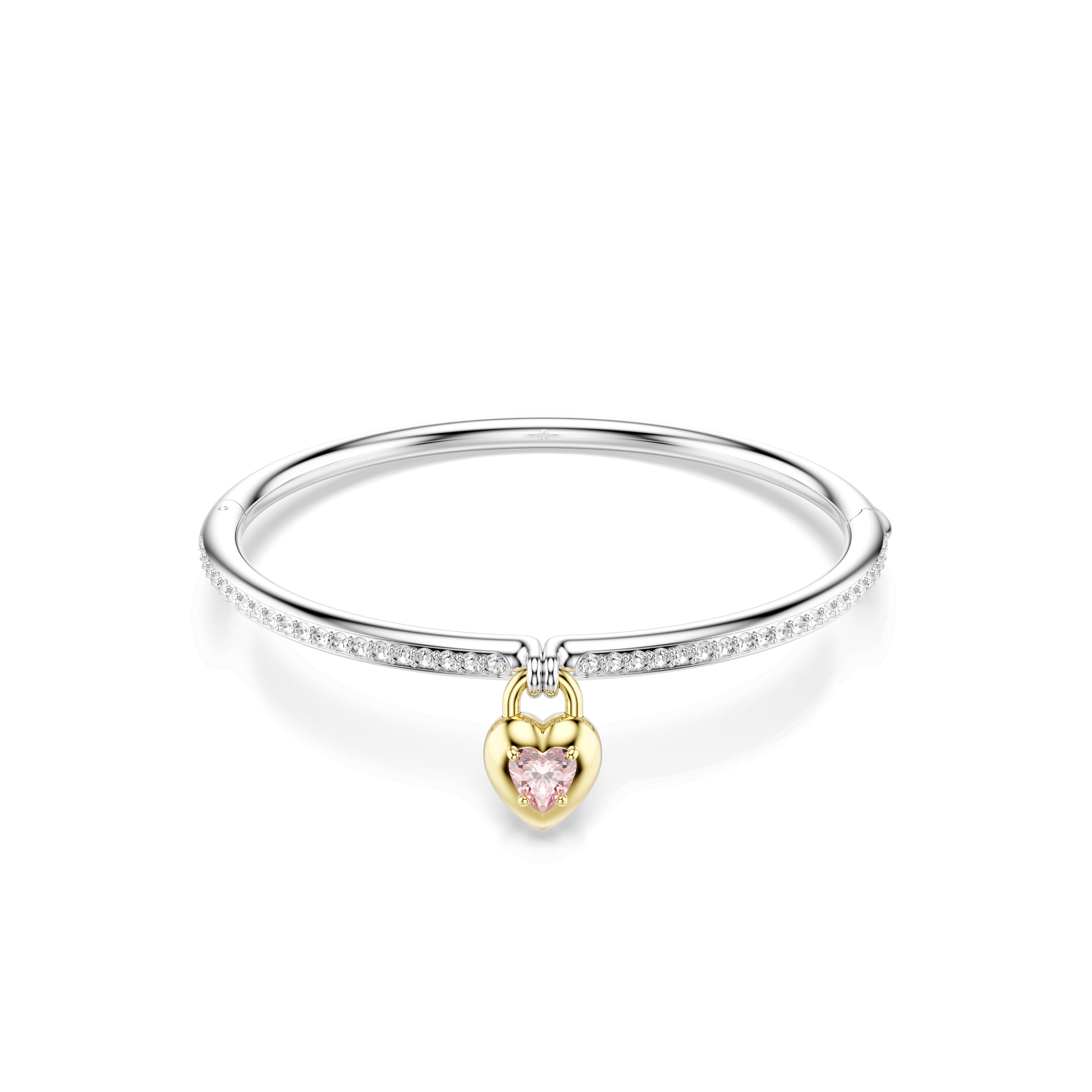 Idyllia bangle, Mixed cuts, Heart, Pink, Mixed metal finish