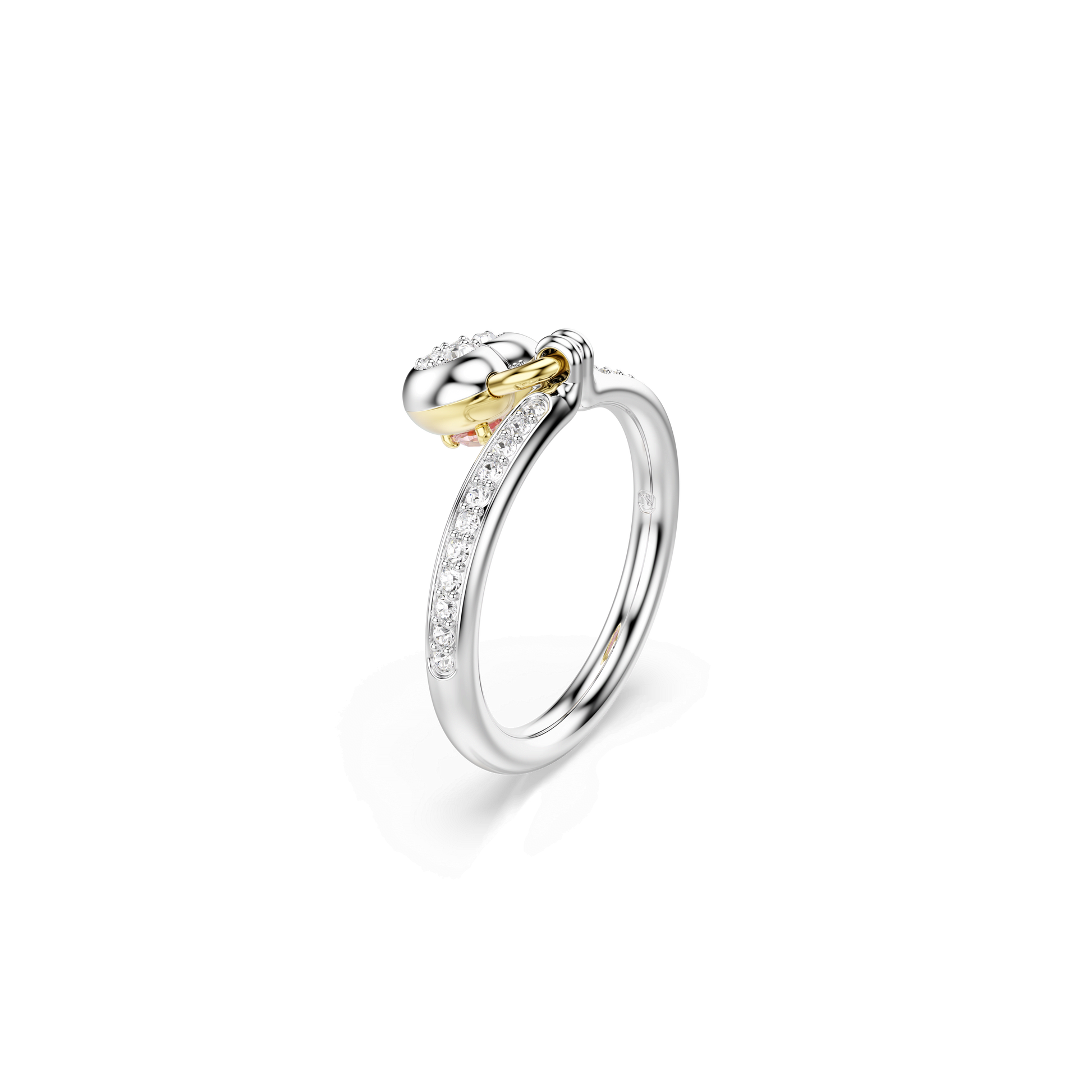 Idyllia motif ring, Mixed cuts, Heart, Pink, Mixed metal finish