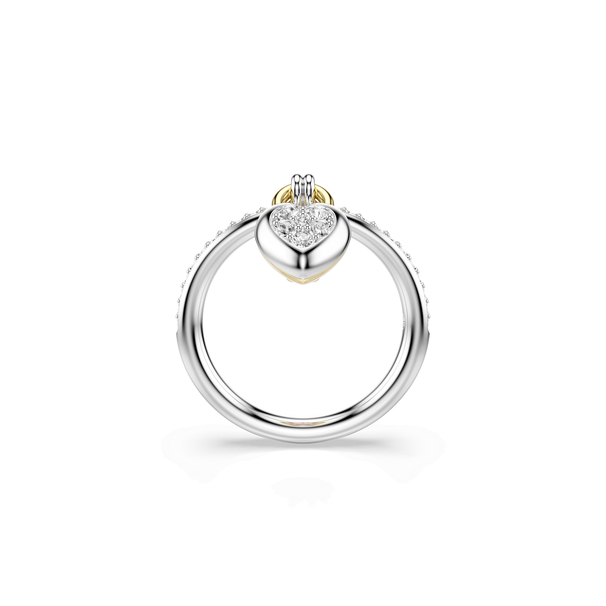 Idyllia motif ring, Mixed cuts, Heart, Pink, Mixed metal finish