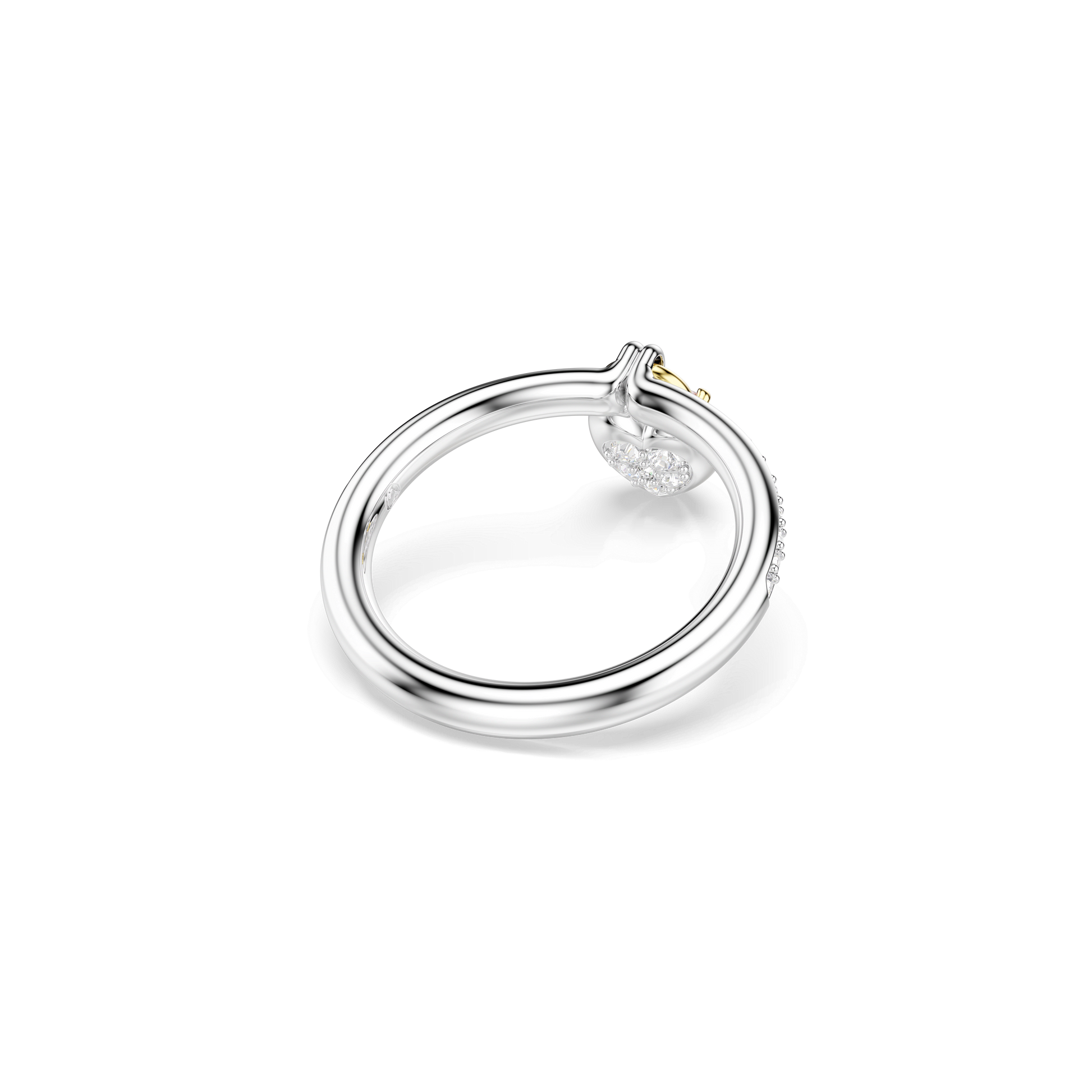 Idyllia motif ring, Mixed cuts, Heart, Pink, Mixed metal finish