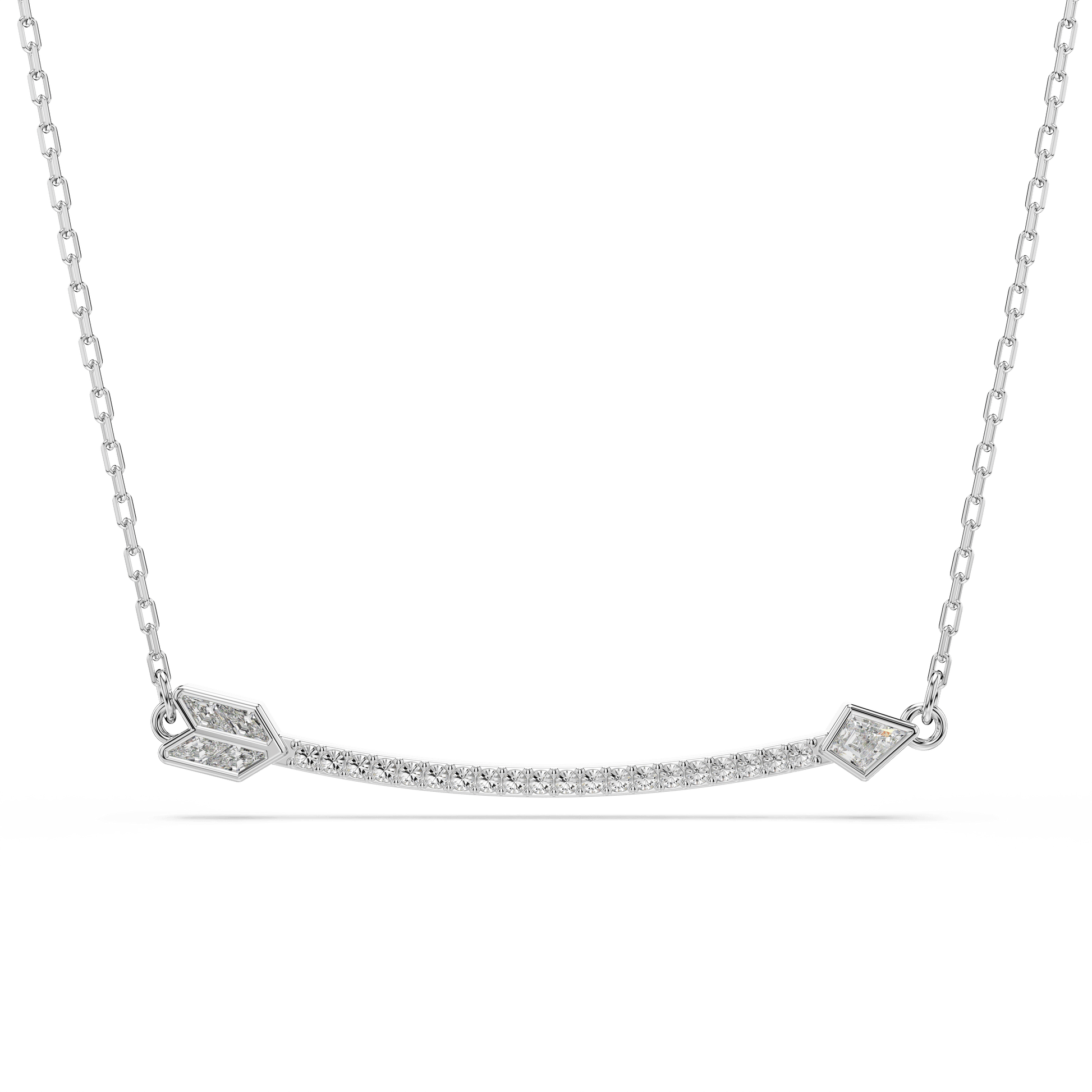 Idyllia pendant, Mixed cuts, Arrow, White, Rhodium plated