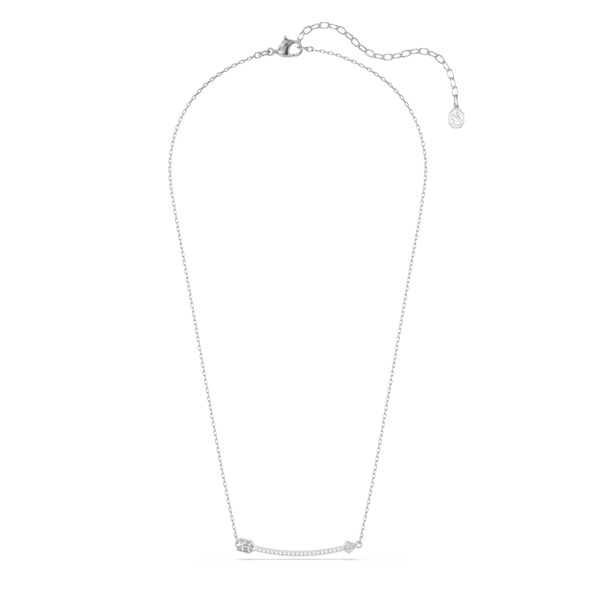 Idyllia pendant, Mixed cuts, Arrow, White, Rhodium plated