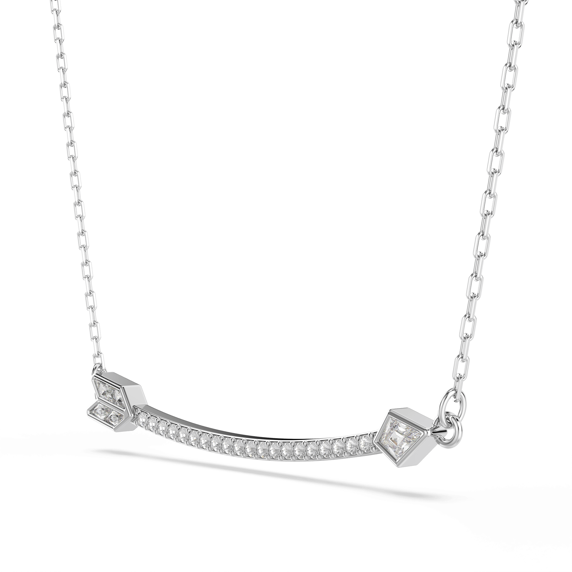 Idyllia pendant, Mixed cuts, Arrow, White, Rhodium plated