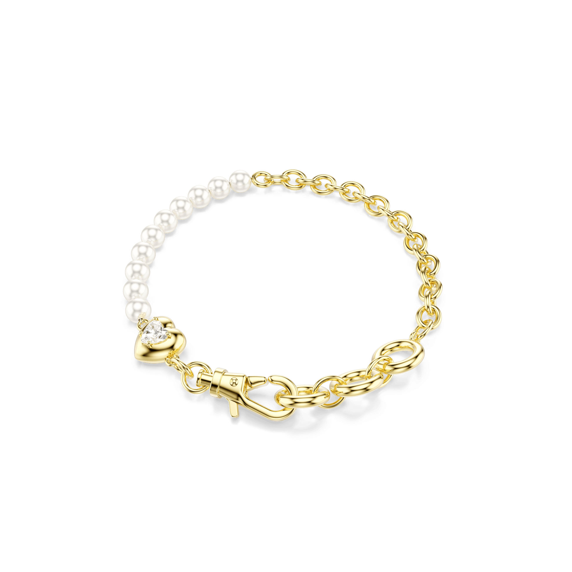 Idyllia bracelet, Crystal pearl, White, 18K gold finish
