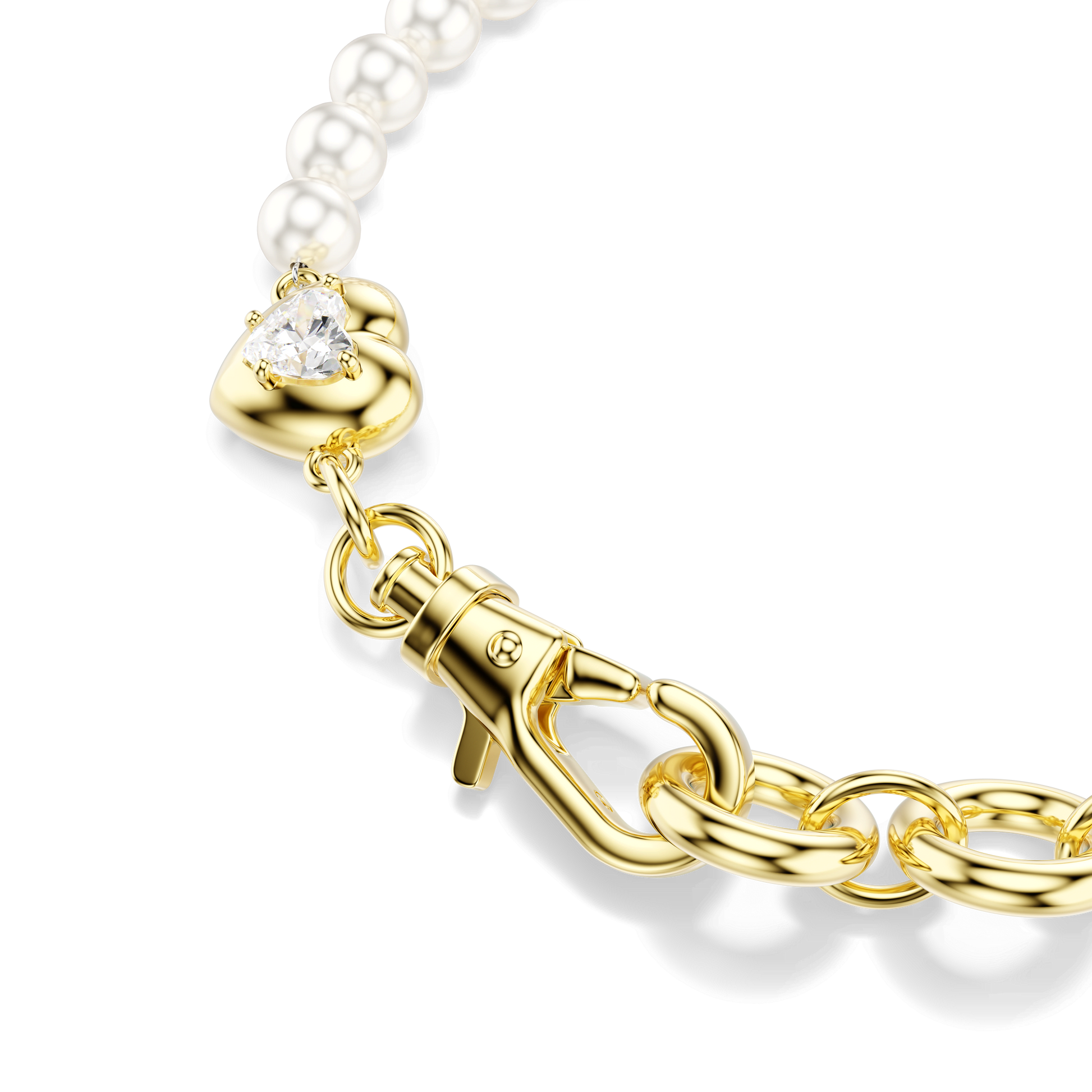 Idyllia bracelet, Crystal pearl, White, 18K gold finish