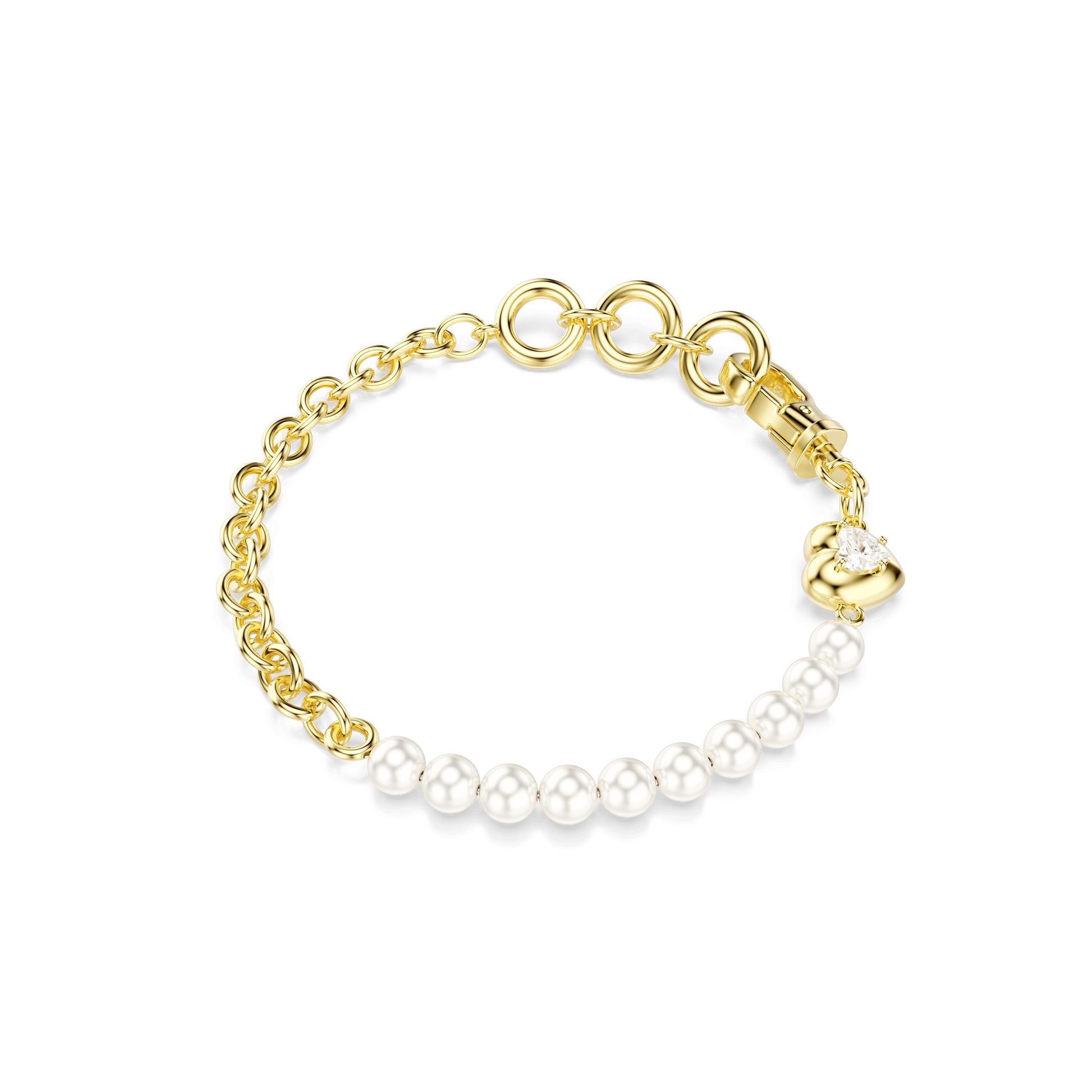 Idyllia bracelet, Crystal pearl, White, 18K gold finish