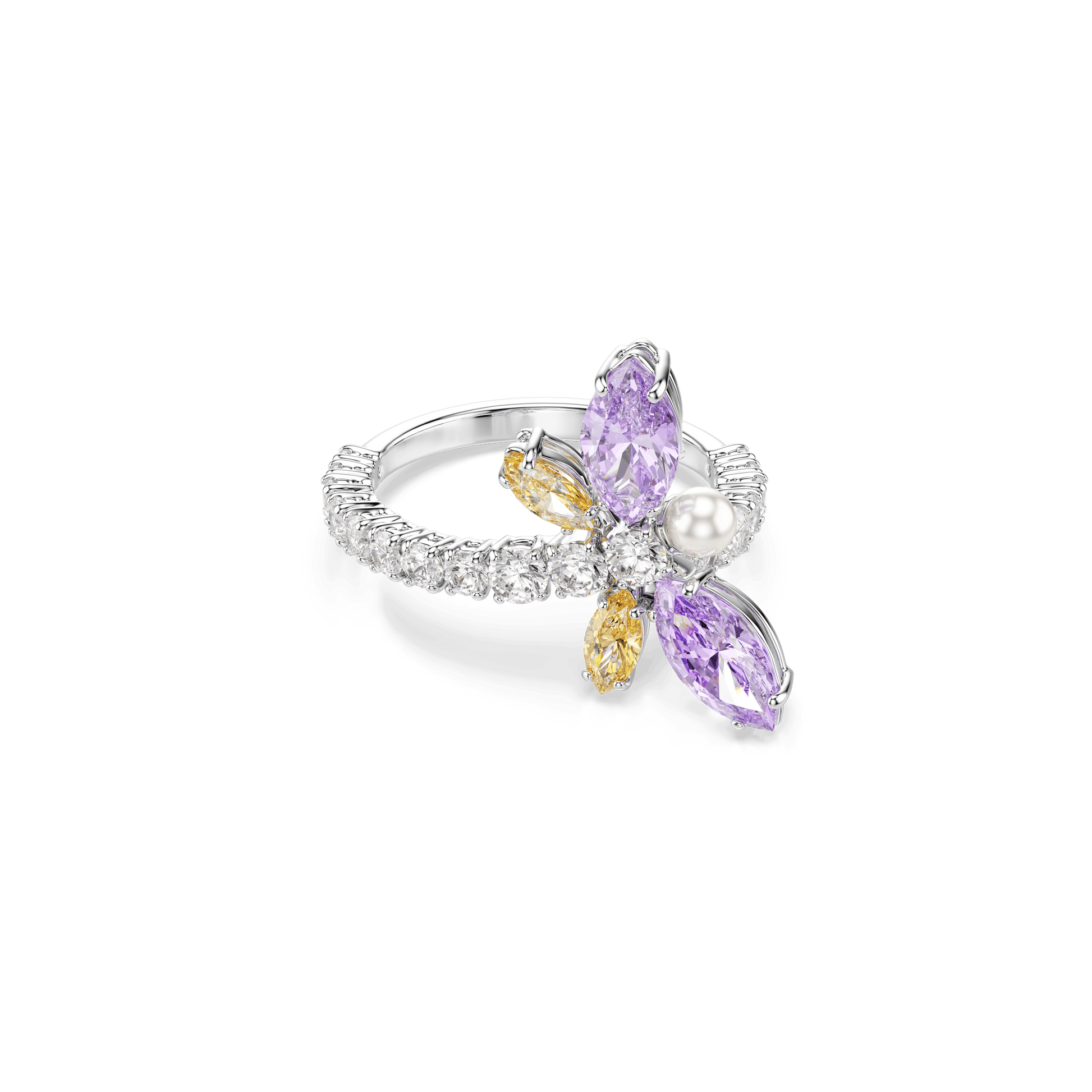 Ariana Grande x Swarovski motif ring, Mixed cuts, Dragonfly, Multicolored, Rhodium plated