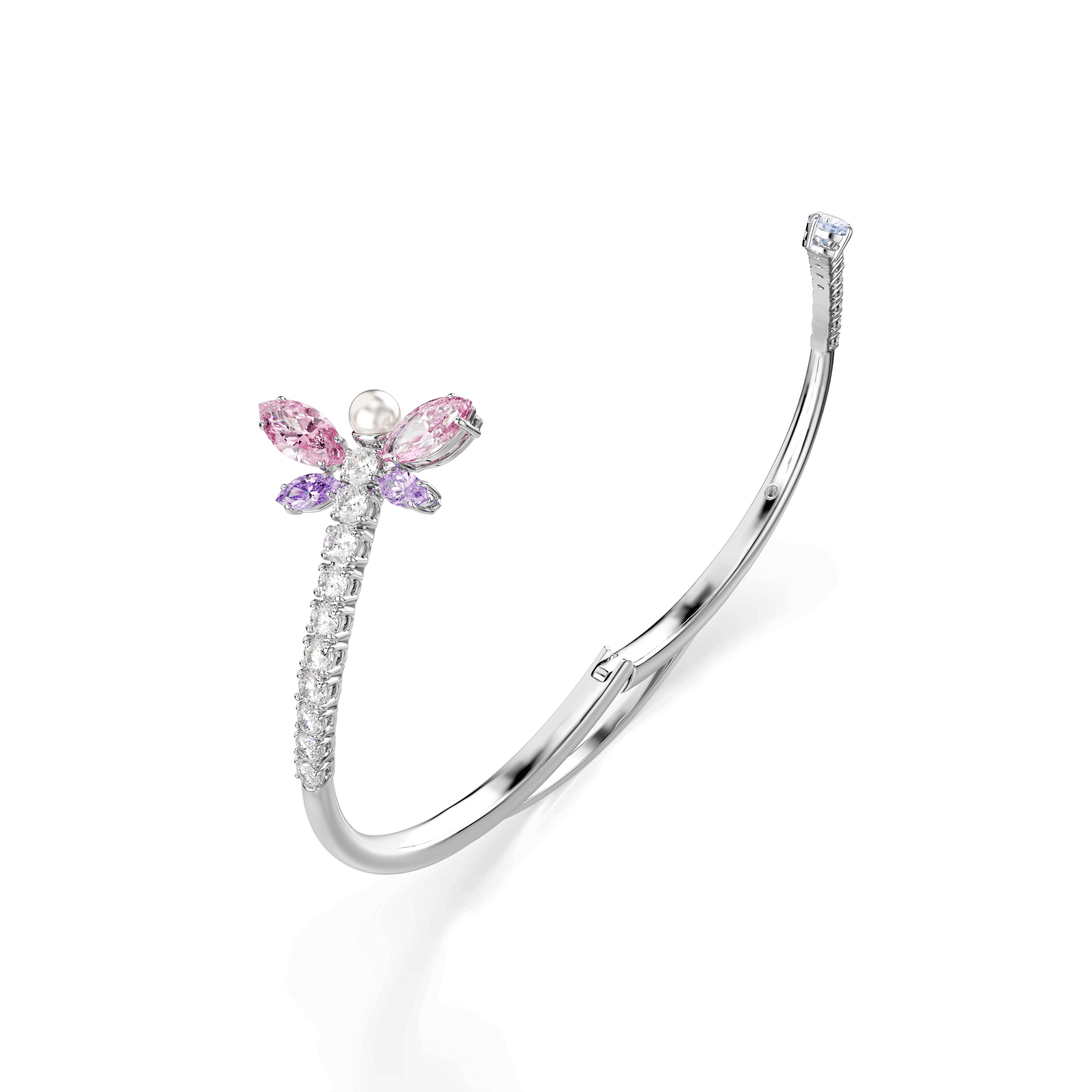 Ariana Grande x Swarovski bangle, Mixed cuts, Dragonfly, Multicolored, Rhodium plated