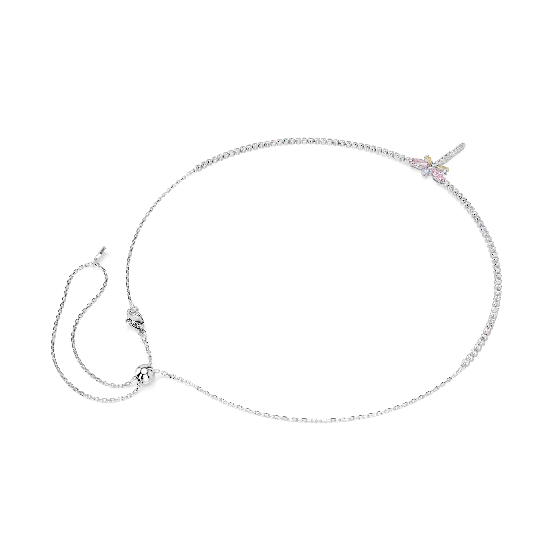 Ariana Grande x Swarovski Y necklace, Mixed cuts, Dragonfly, Multicolored, Rhodium plated