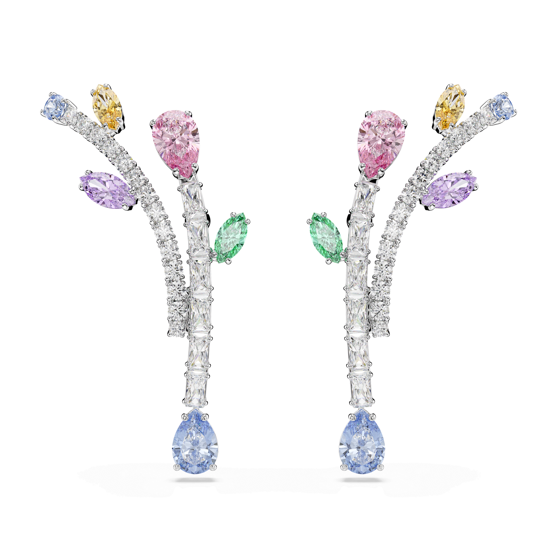 Ariana Grande x Swarovski drop earrings, Mixed cuts, Multicolored, Rhodium plated