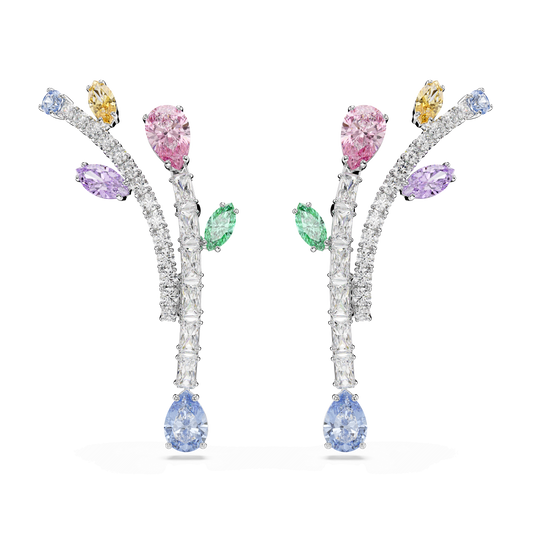 Ariana Grande x Swarovski drop earrings, Mixed cuts, Multicolored, Rhodium plated
