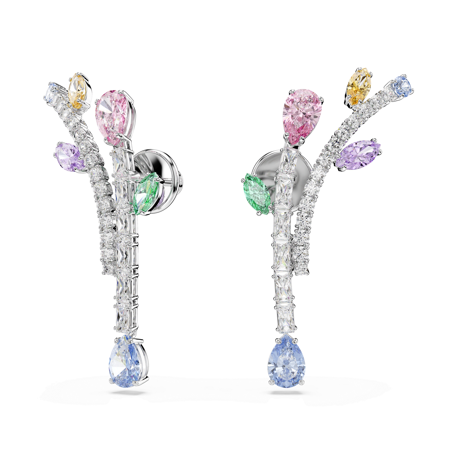 Ariana Grande x Swarovski drop earrings, Mixed cuts, Multicolored, Rhodium plated