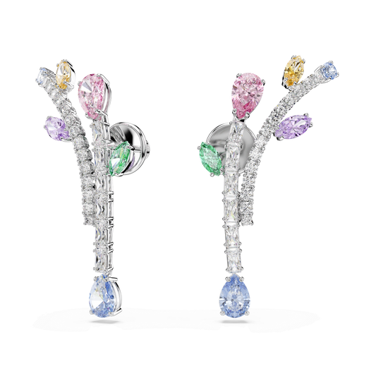 Ariana Grande x Swarovski drop earrings, Mixed cuts, Multicolored, Rhodium plated