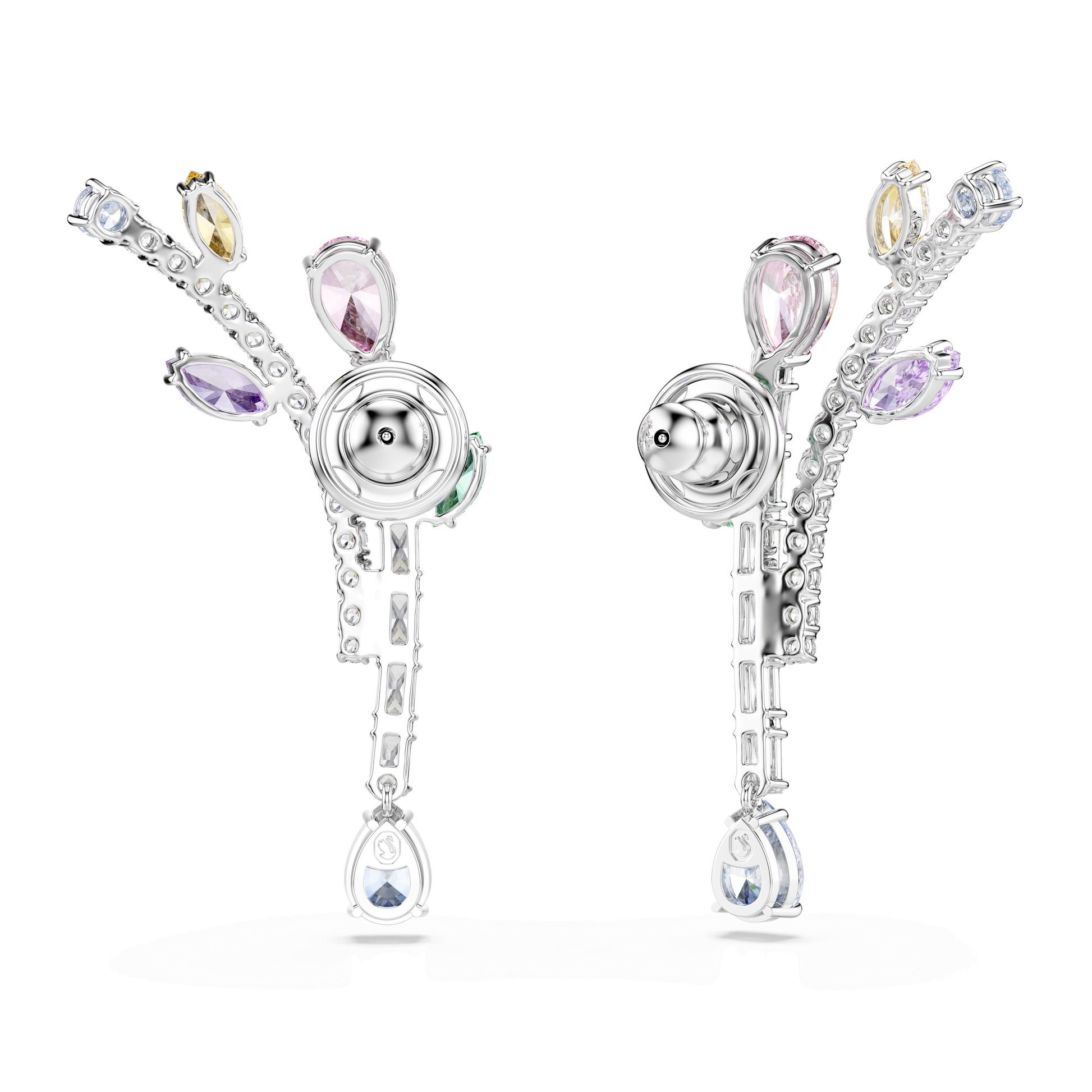 Ariana Grande x Swarovski drop earrings, Mixed cuts, Multicolored, Rhodium plated