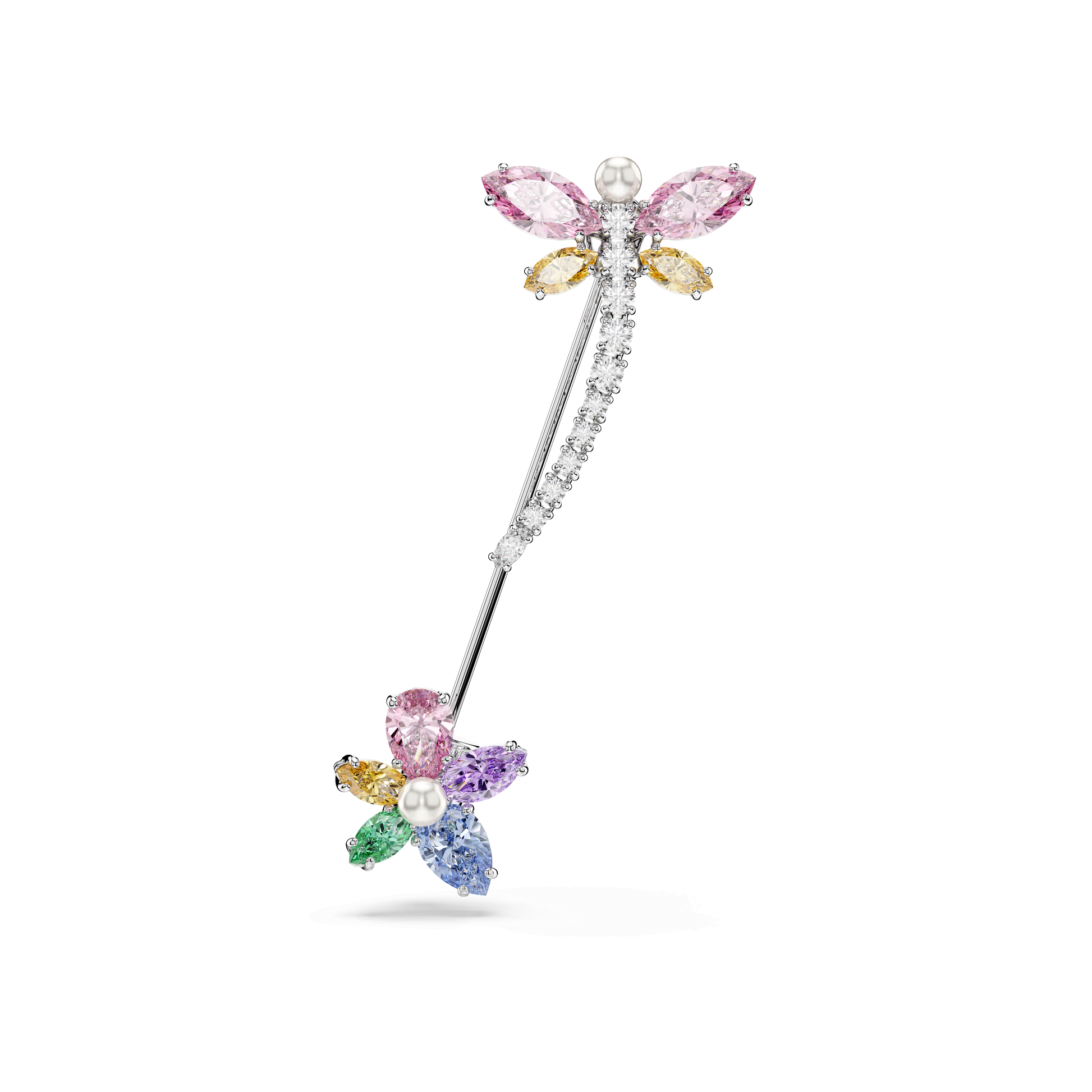 Ariana Grande x Swarovski brooch, Mixed cuts, Dragonfly, Multicolored, Rhodium plated