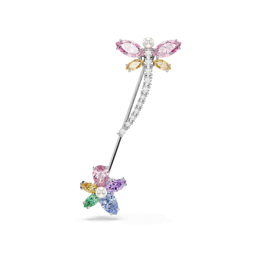 Ariana Grande x Swarovski brooch, Mixed cuts, Dragonfly, Multicolored, Rhodium plated