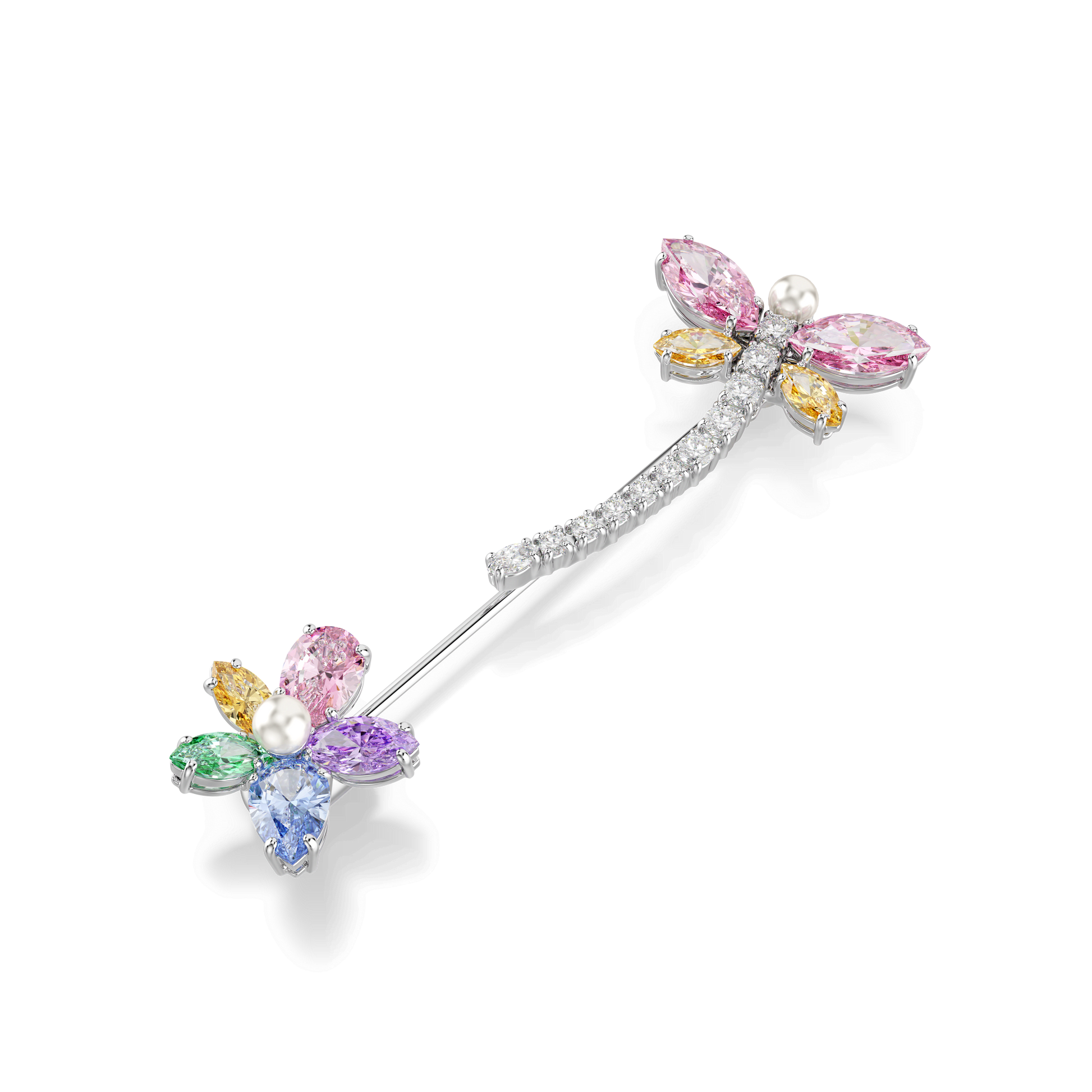 Ariana Grande x Swarovski brooch, Mixed cuts, Dragonfly, Multicolored, Rhodium plated
