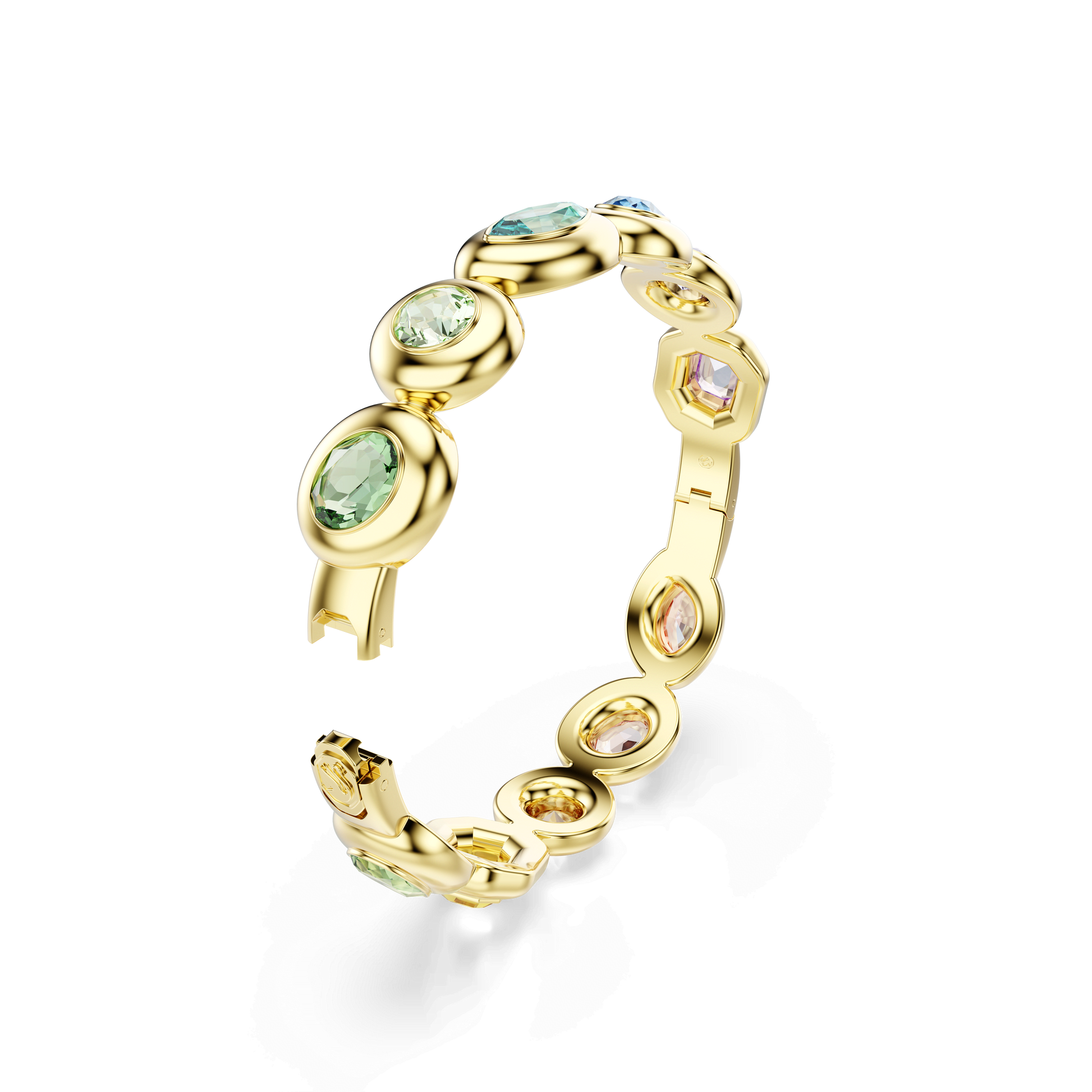Gema bangle, Mixed cuts, Multicolored, 18K gold finish