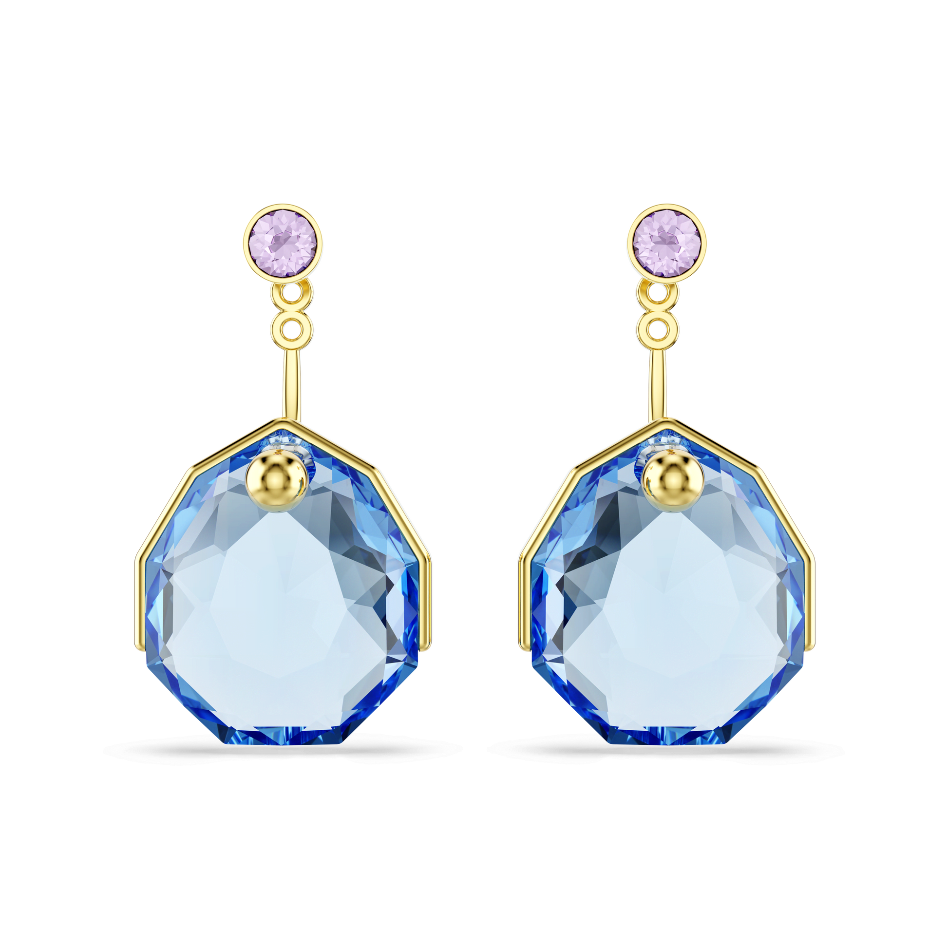 Gema earring jackets, Blue, 18K gold finish