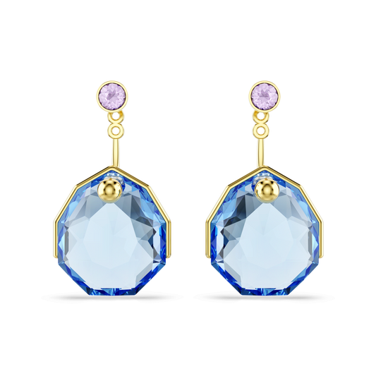 Gema earring jackets, Blue, 18K gold finish