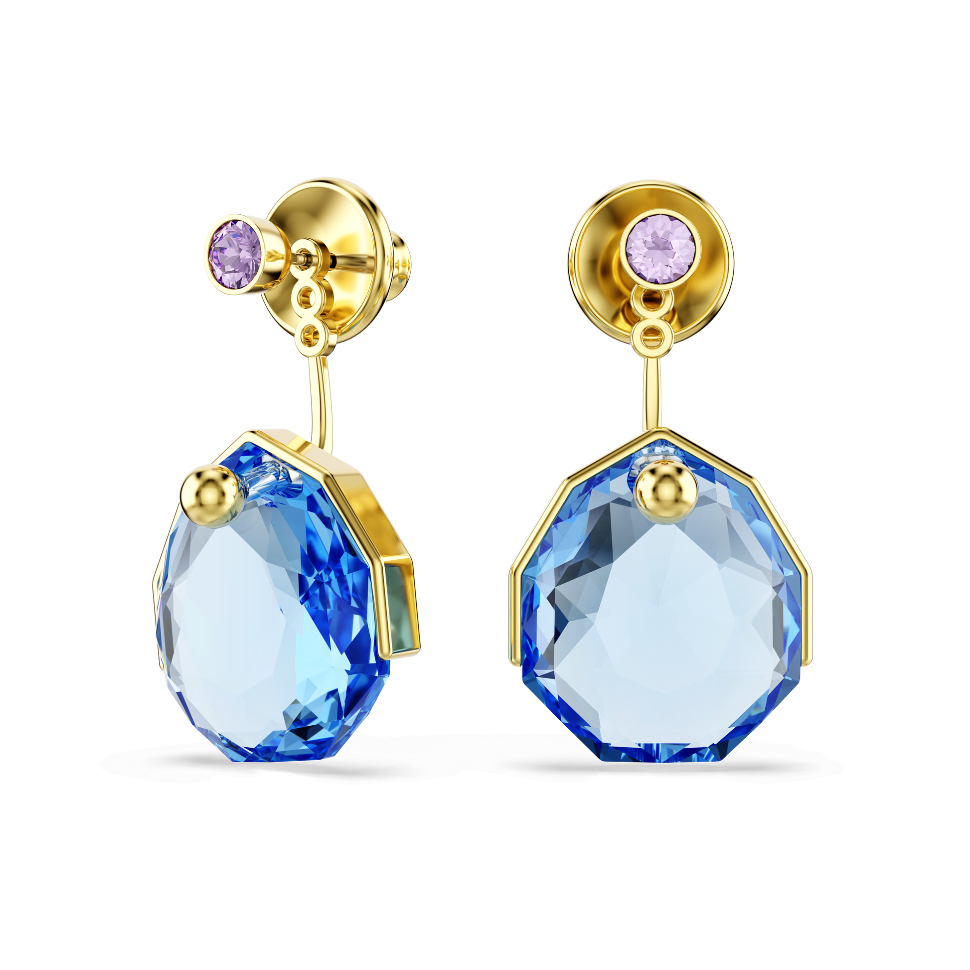 Gema earring jackets, Blue, 18K gold finish