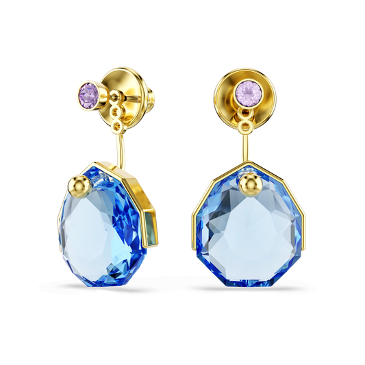 Gema earring jackets, Blue, 18K gold finish