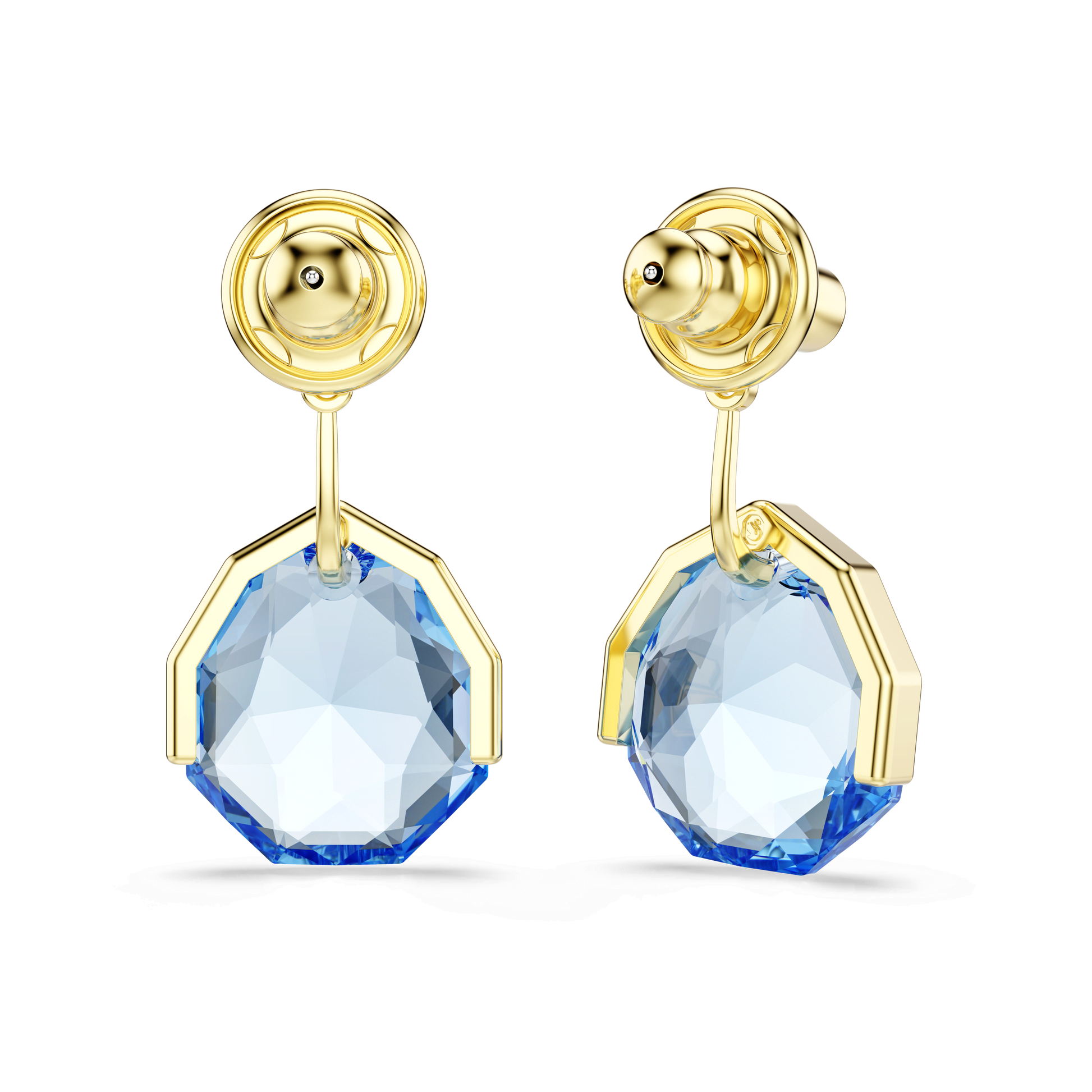 Gema earring jackets, Blue, 18K gold finish