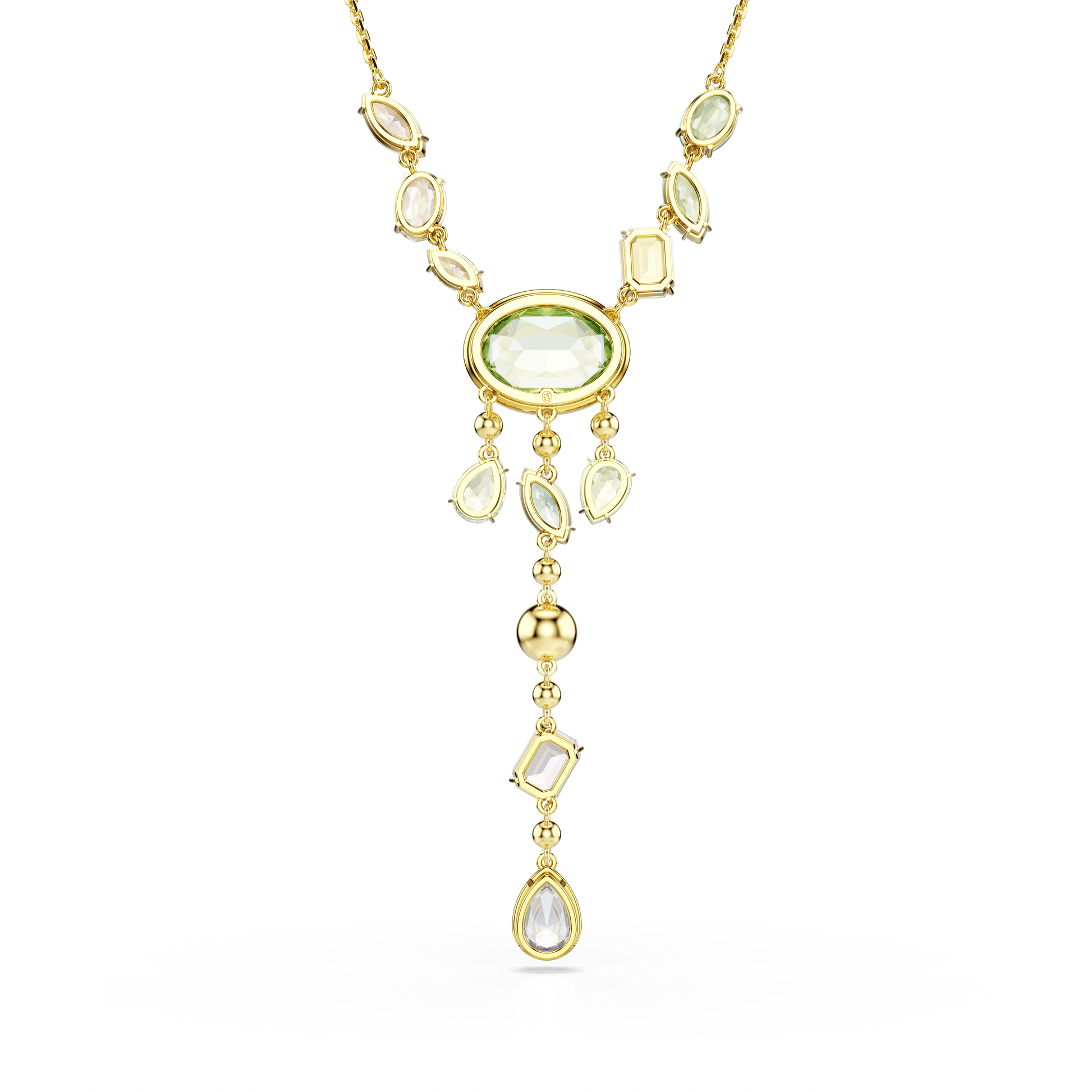 Gema Y necklace, Mixed cuts, Multicolored, 18K gold finish