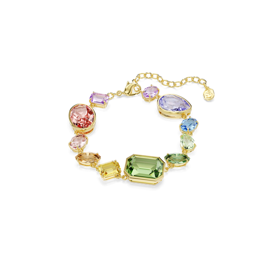 Gema bracelet, Mixed cuts, Multicolored, 18K gold finish