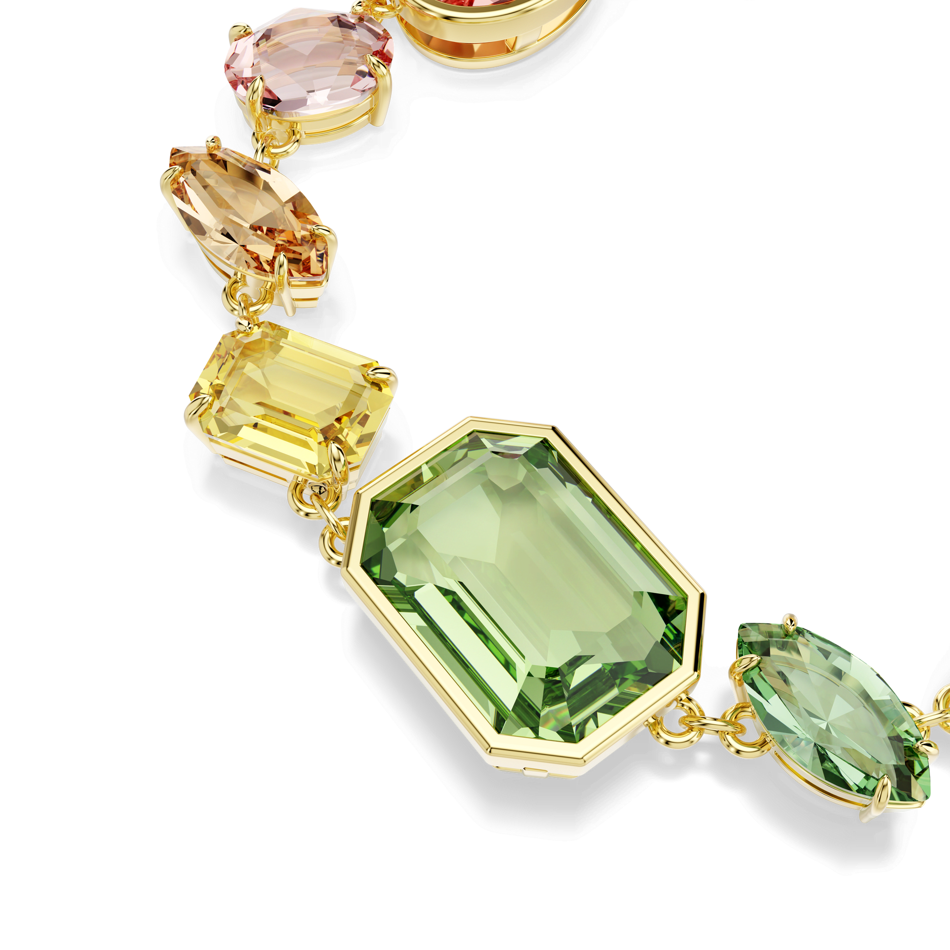 Gema bracelet, Mixed cuts, Multicolored, 18K gold finish