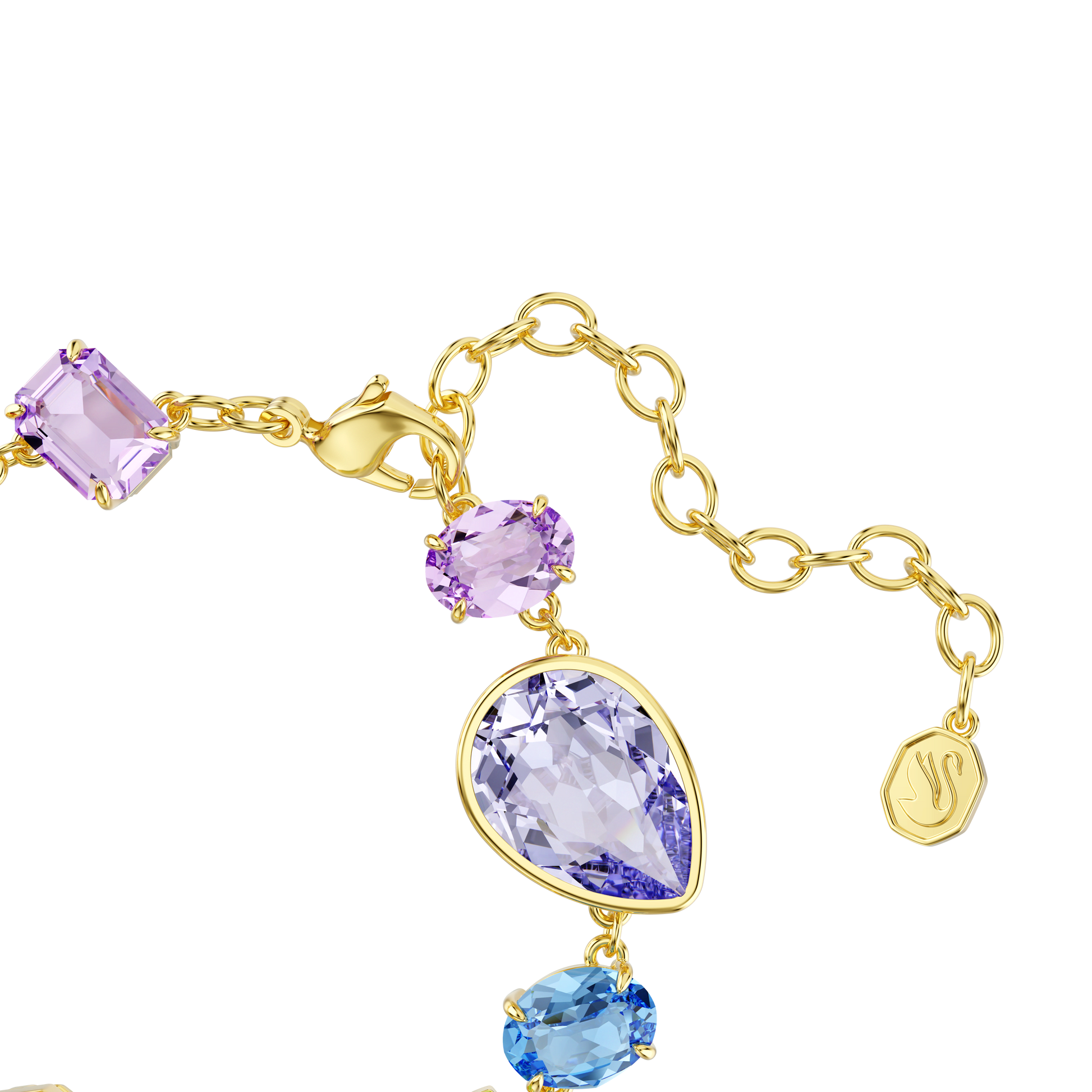 Gema bracelet, Mixed cuts, Multicolored, 18K gold finish