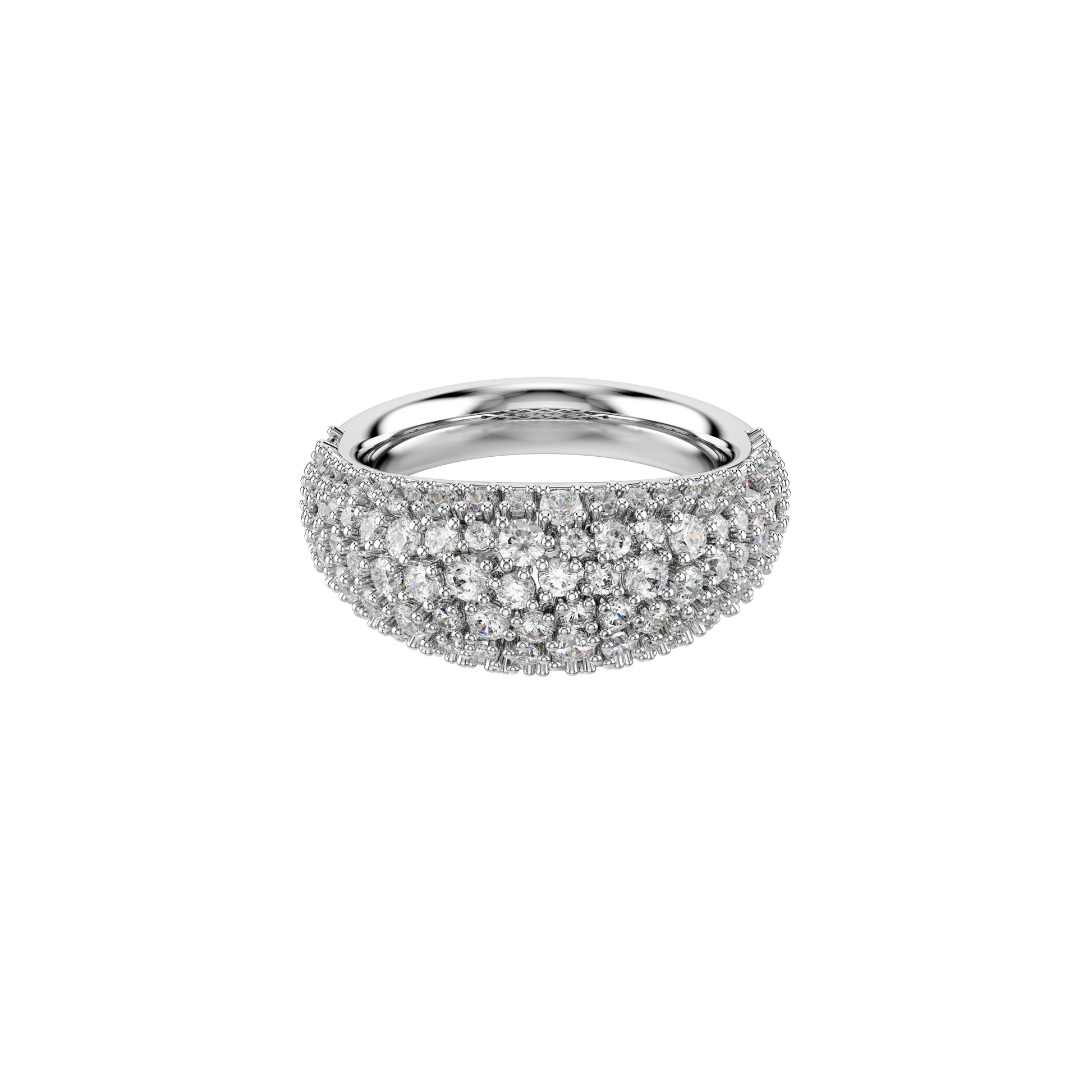 Sublima ring, White, Rhodium plated