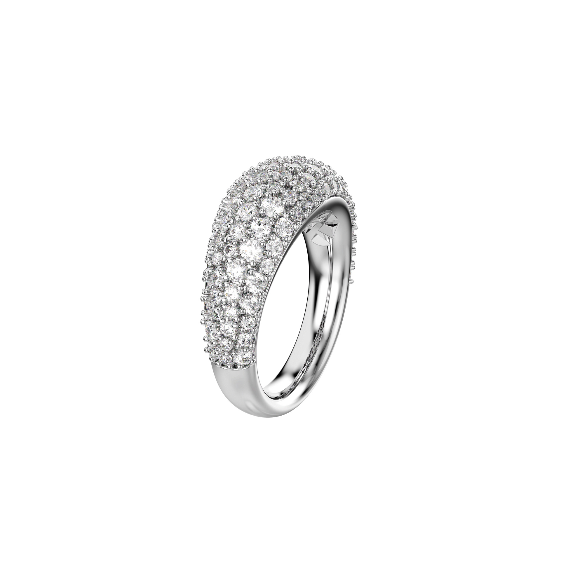 Sublima ring, White, Rhodium plated