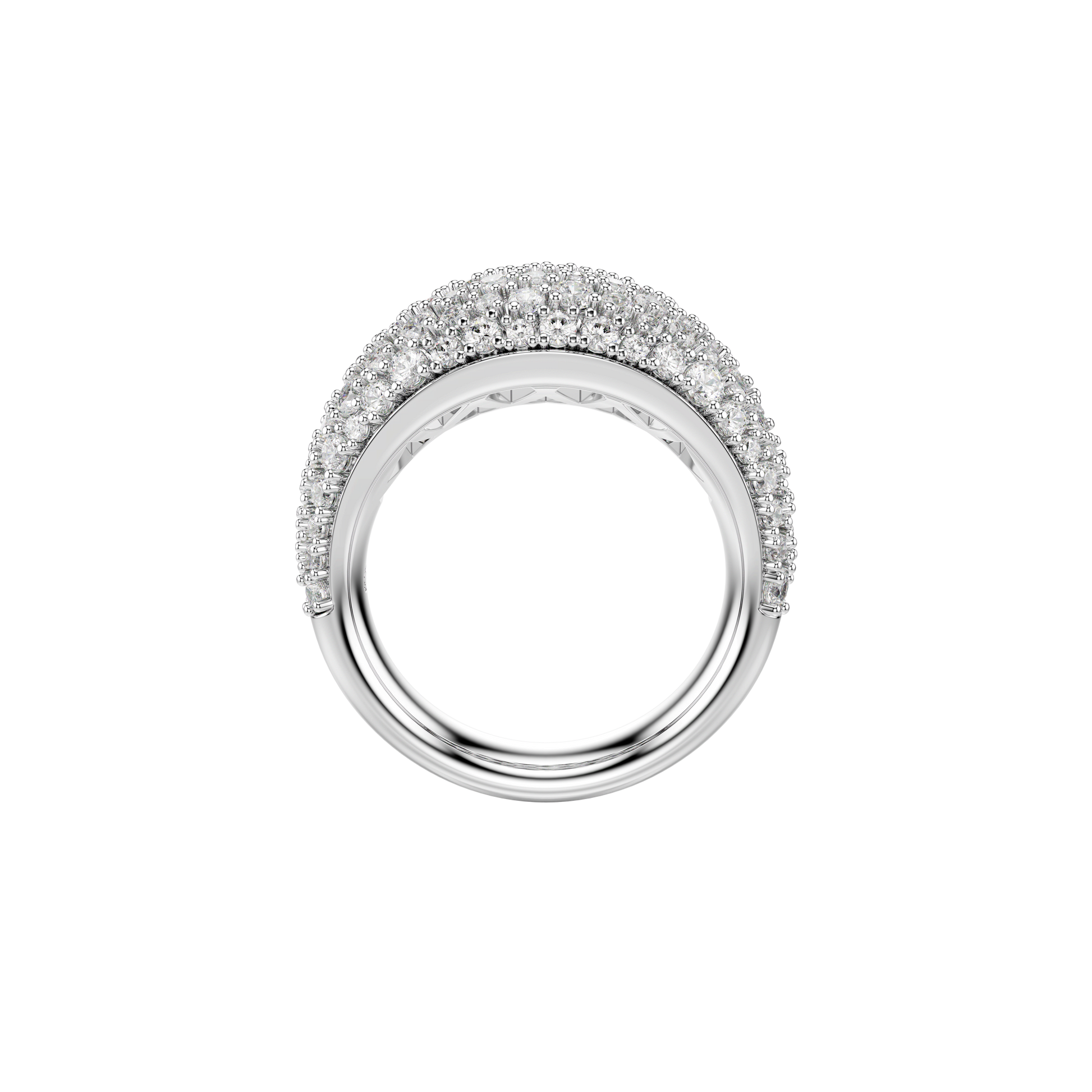 Sublima ring, White, Rhodium plated