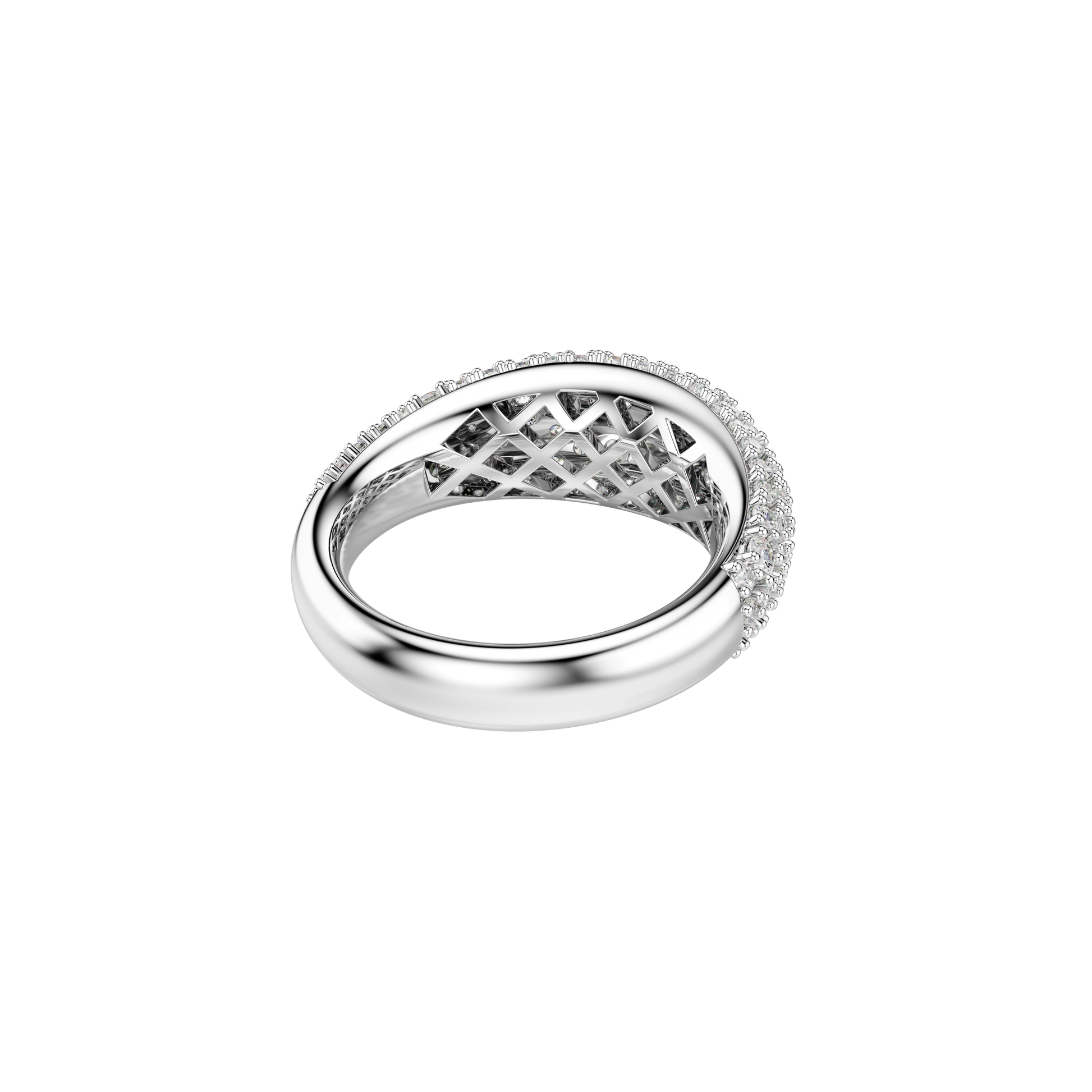 Sublima ring, White, Rhodium plated