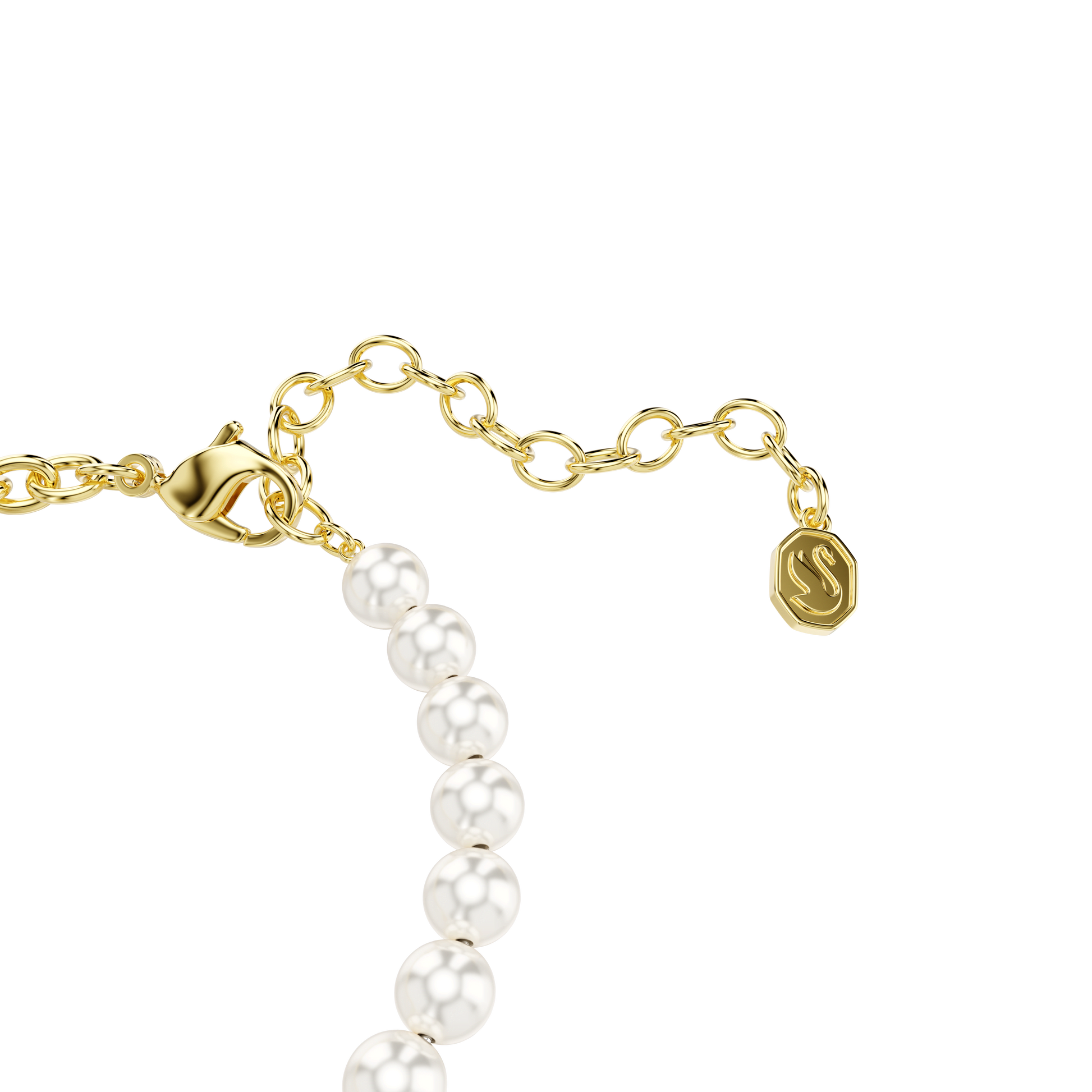 Idyllia bracelet, Crystal pearl, Round cut, Teddy, Gold tone, 18K gold finish