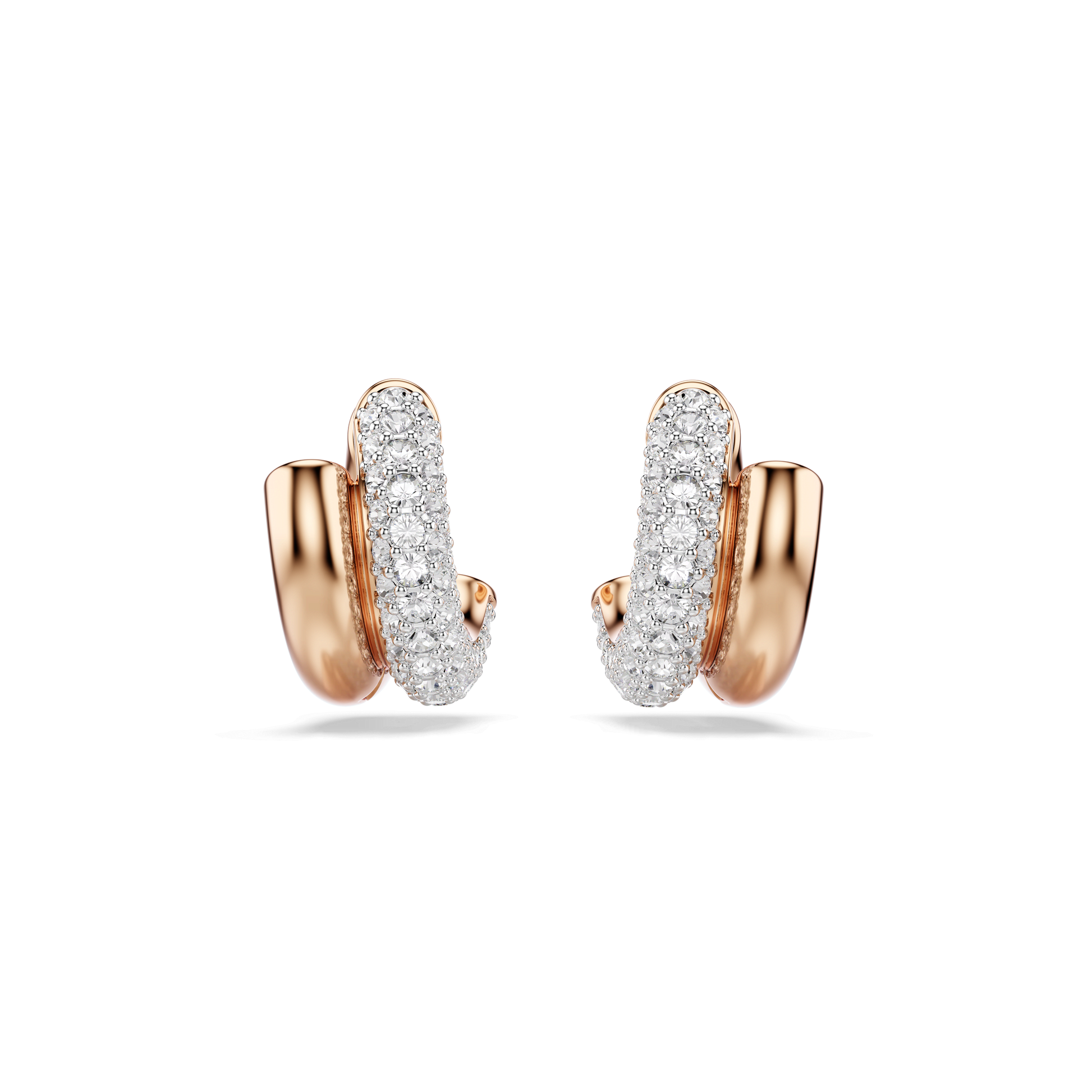 Dextera hoop earrings, Round cut, Mini, White, 18K rose gold finish
