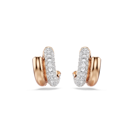 Dextera hoop earrings, Round cut, Mini, White, 18K rose gold finish