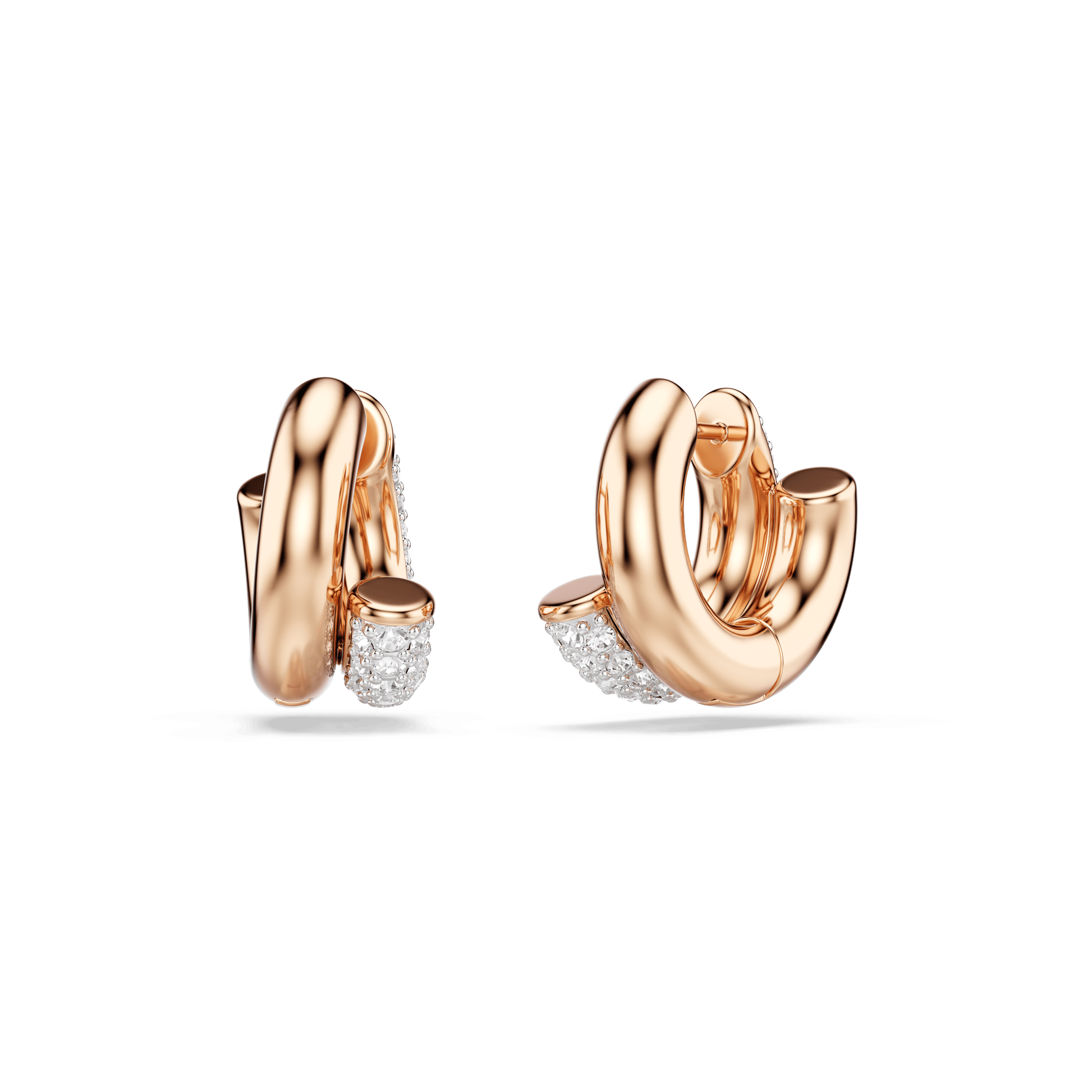 Dextera hoop earrings, Round cut, Mini, White, 18K rose gold finish