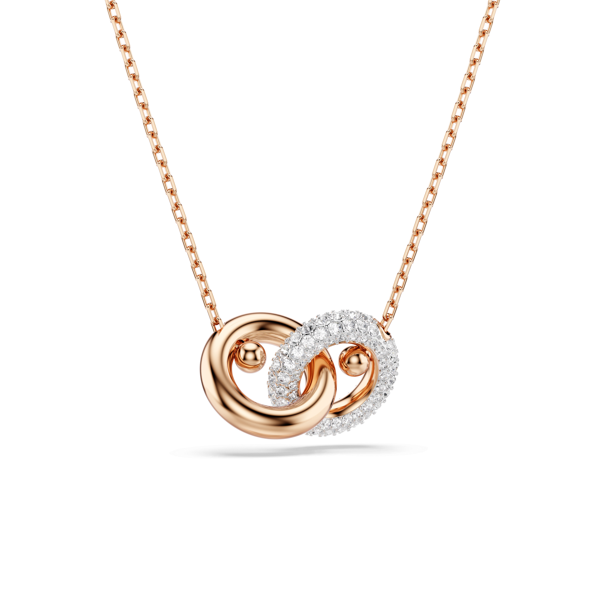 Dextera pendant, Round cut, White, 18K rose gold finish