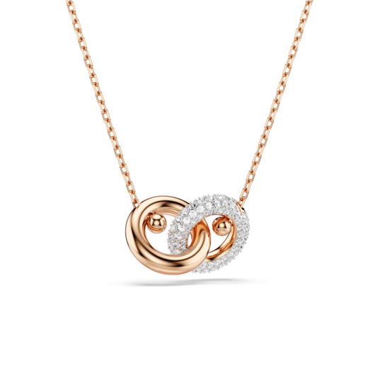 Dextera pendant, Round cut, White, 18K rose gold finish