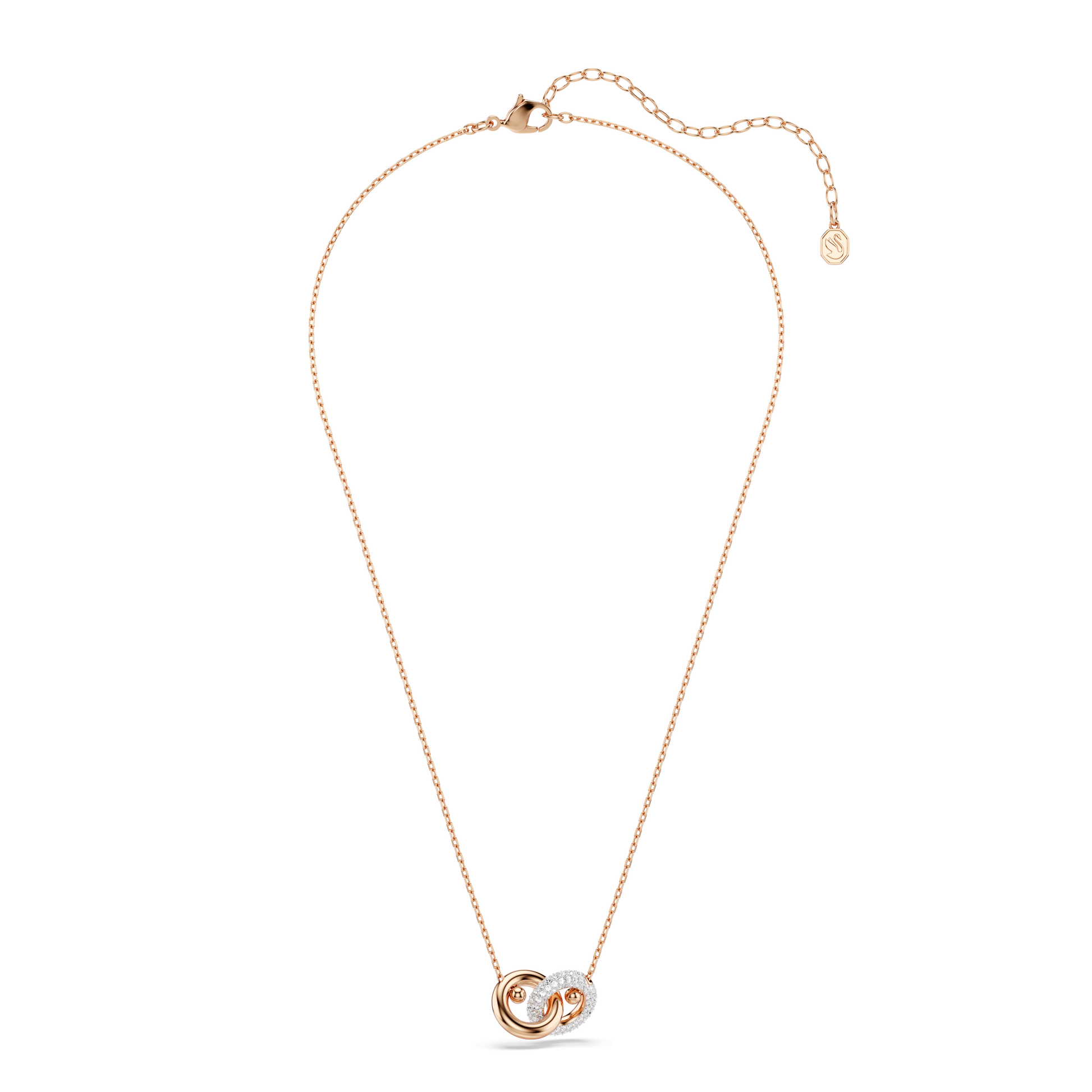 Dextera pendant, Round cut, White, 18K rose gold finish