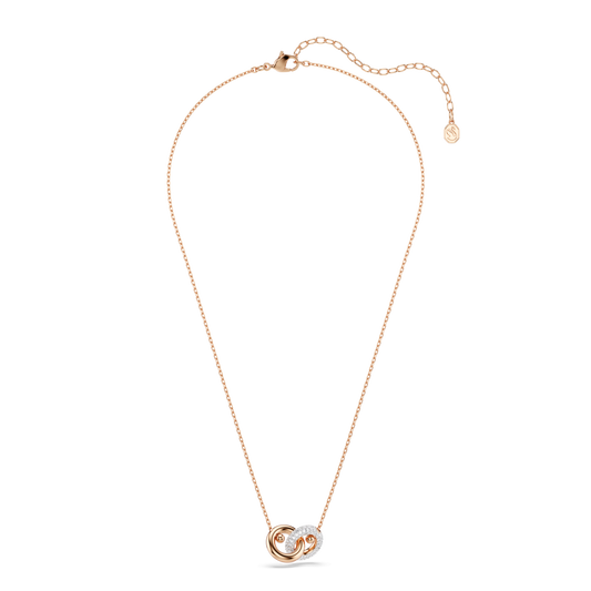 Dextera pendant, Round cut, White, 18K rose gold finish