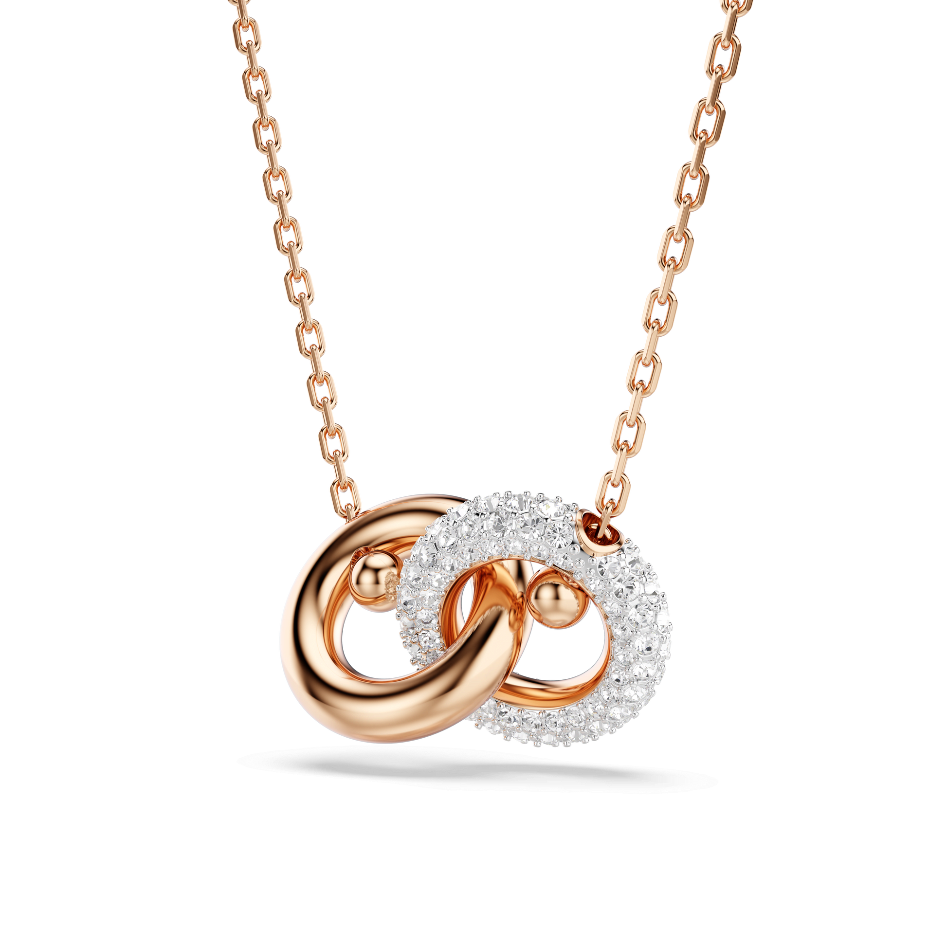 Dextera pendant, Round cut, White, 18K rose gold finish