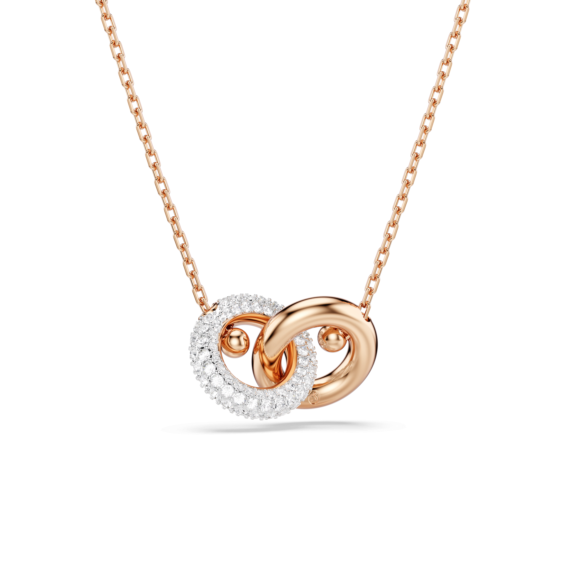 Dextera pendant, Round cut, White, 18K rose gold finish