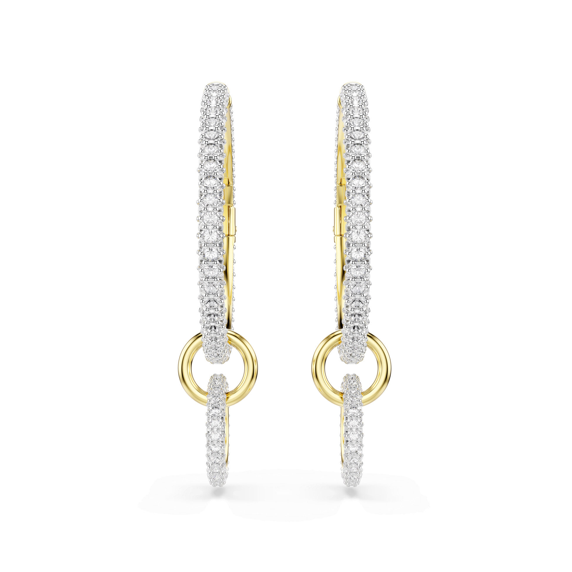 Dextera hoop earrings, Round cut, White, 18K gold finish